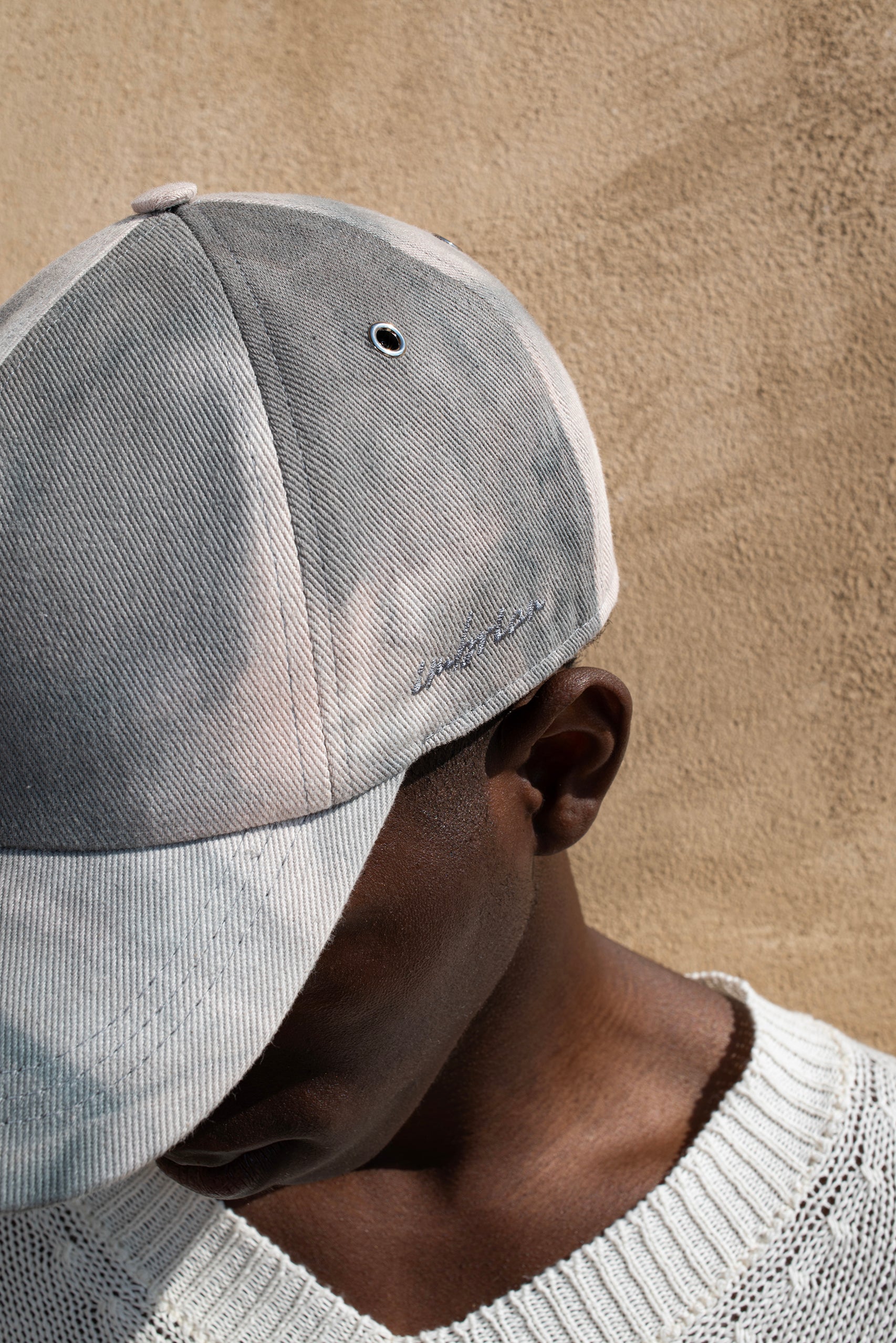 Misdyed denim baseball cap