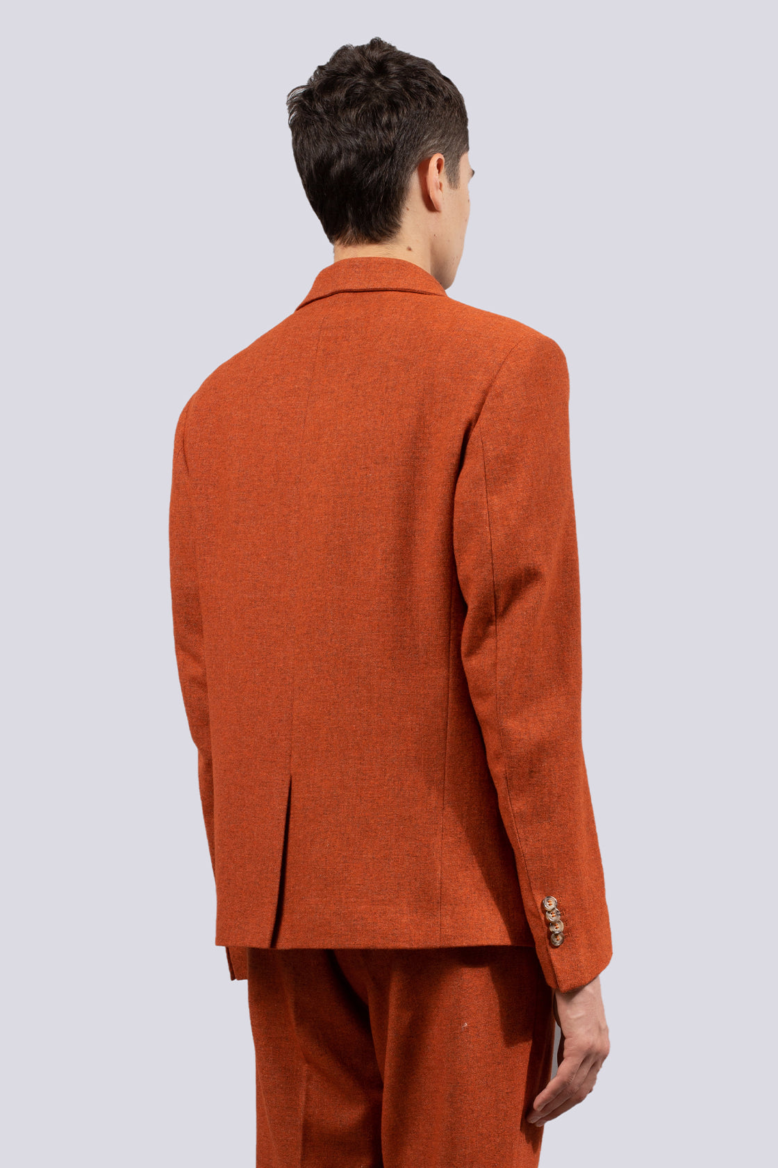 Single-breasted wool blend jacket - Orange