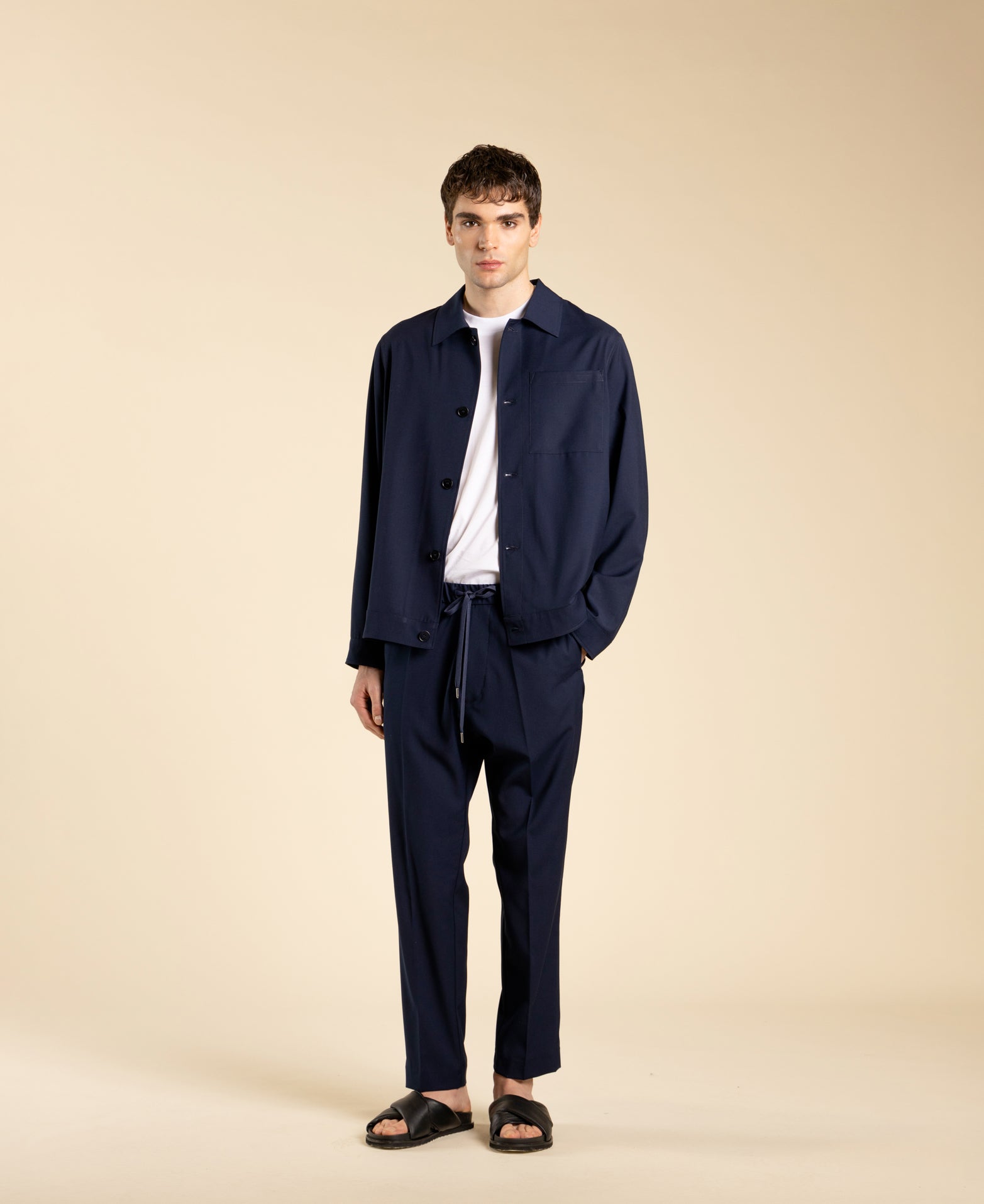 Regular fit trousers with drawstring - Blue
