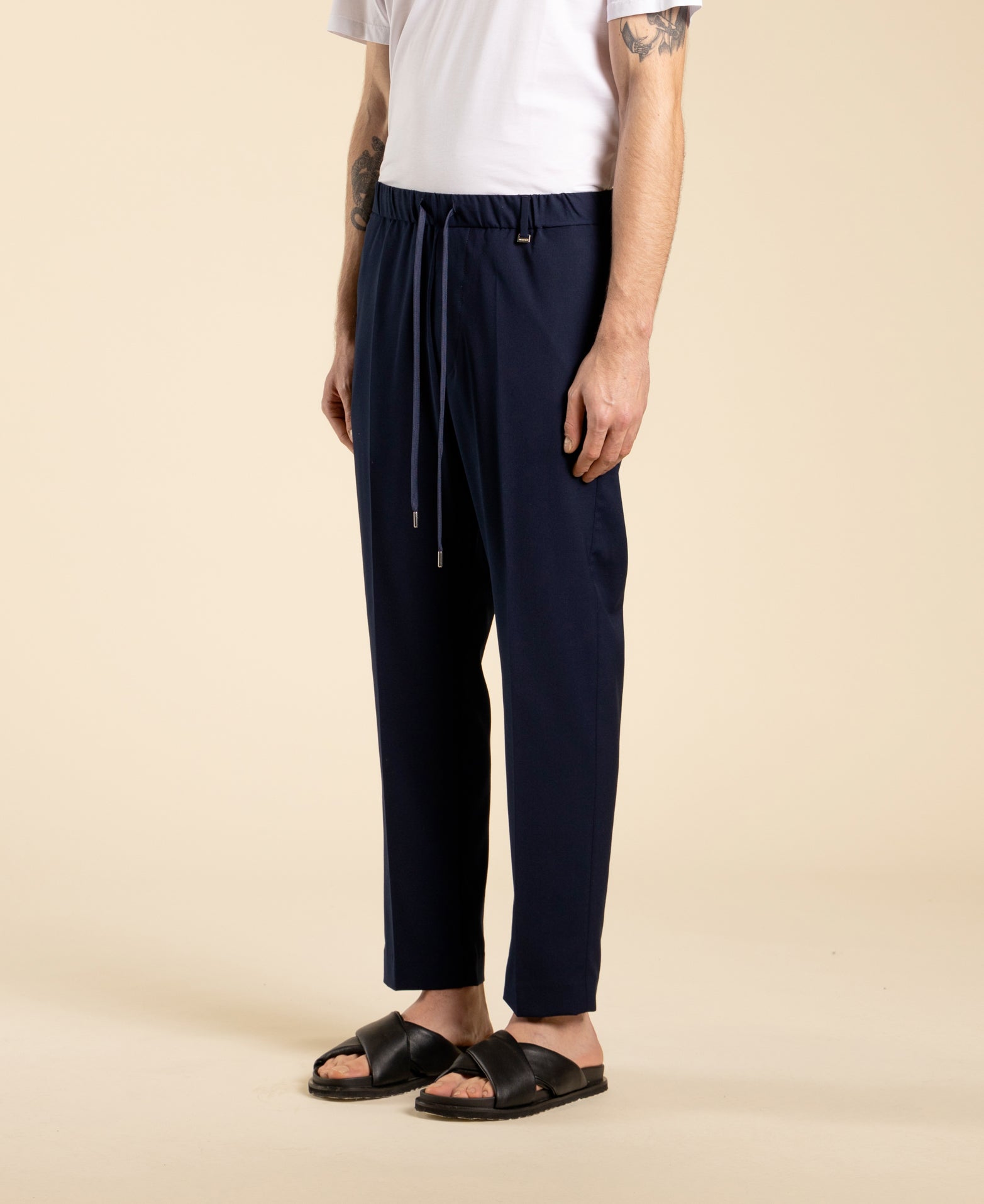 Regular fit trousers with drawstring - Blue