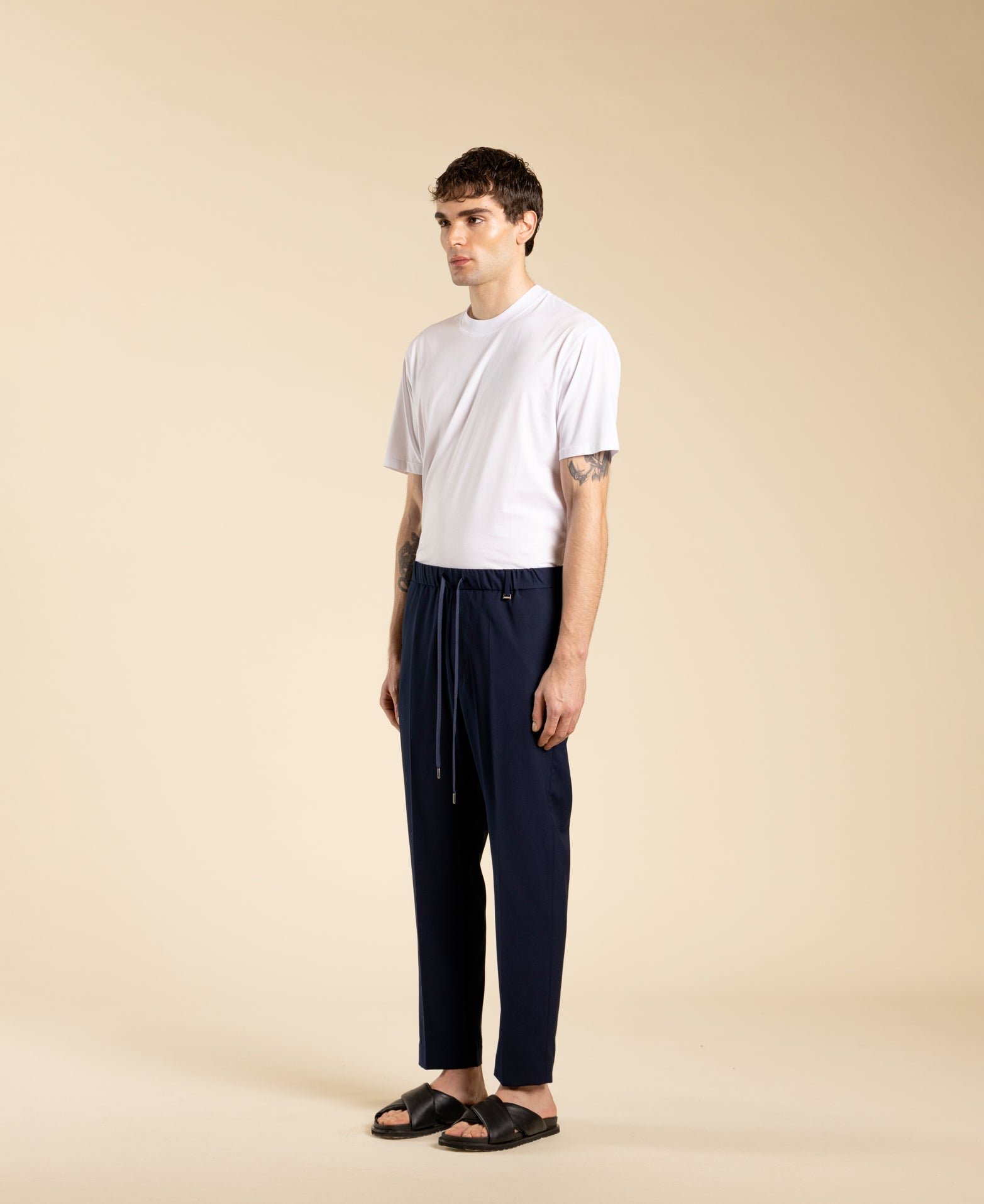 Regular fit trousers with drawstring - Blue