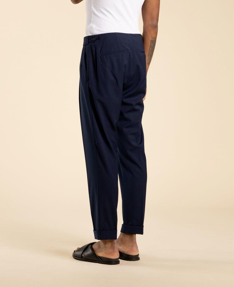 Pantalone regular fit risvolto al fondo - Blu