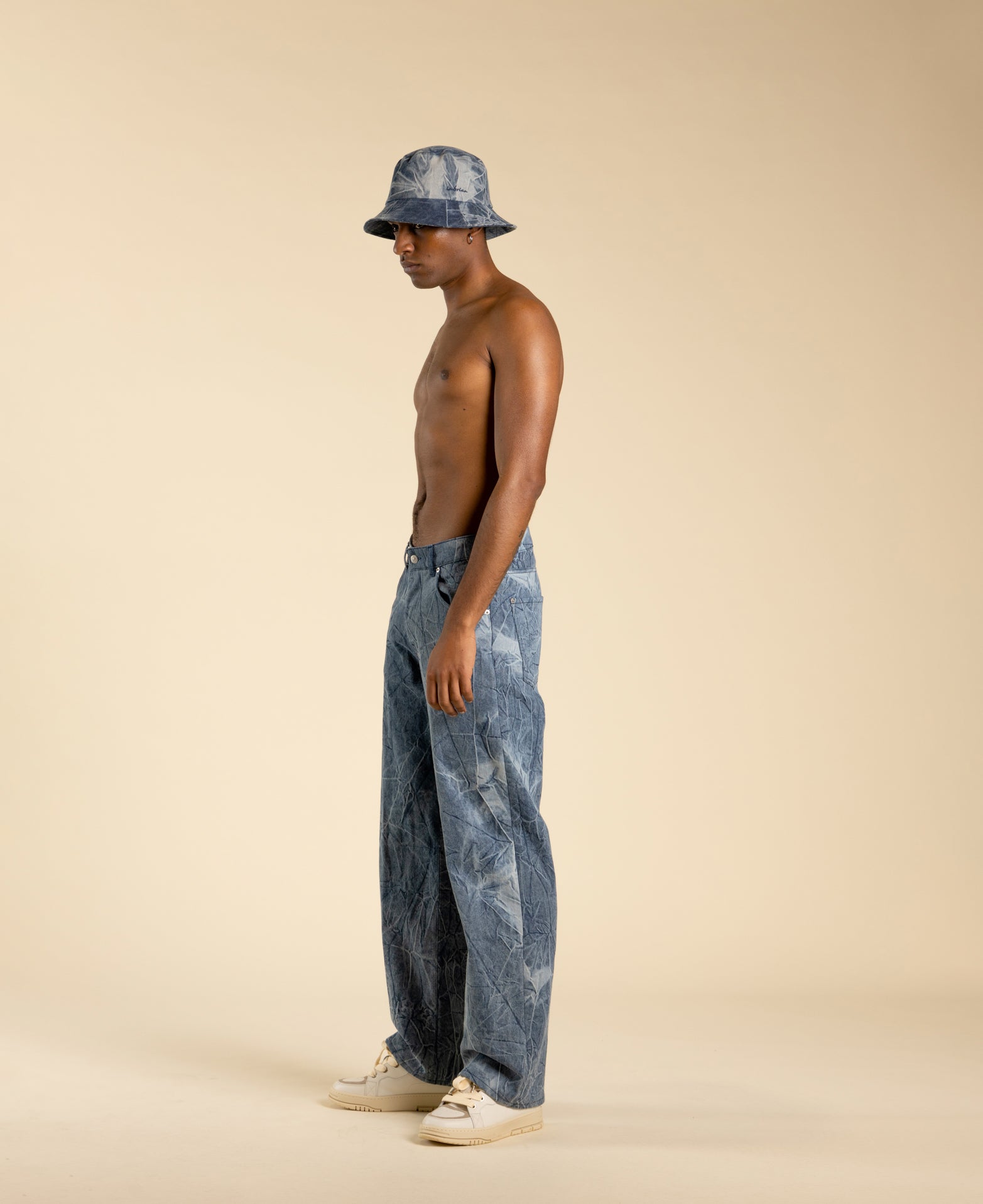 Blue denim cotton bucket hat