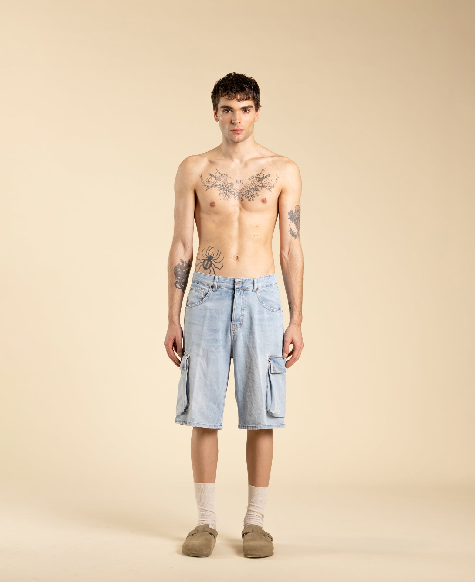 Light washed cargo Bermuda shorts
