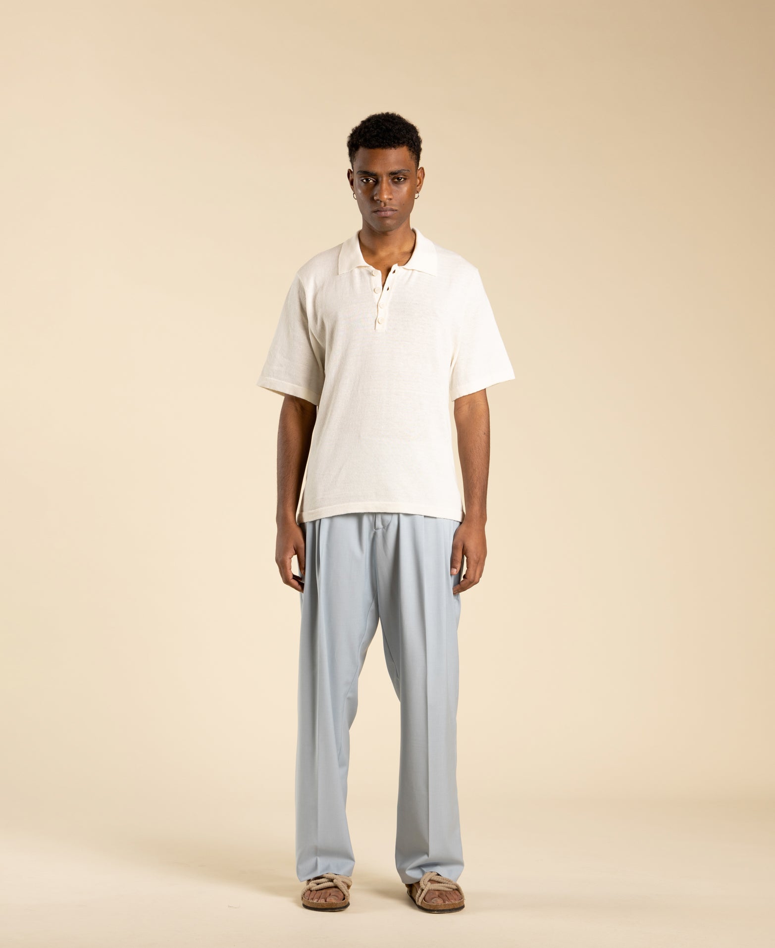 Short-sleeved polo shirt - Cream