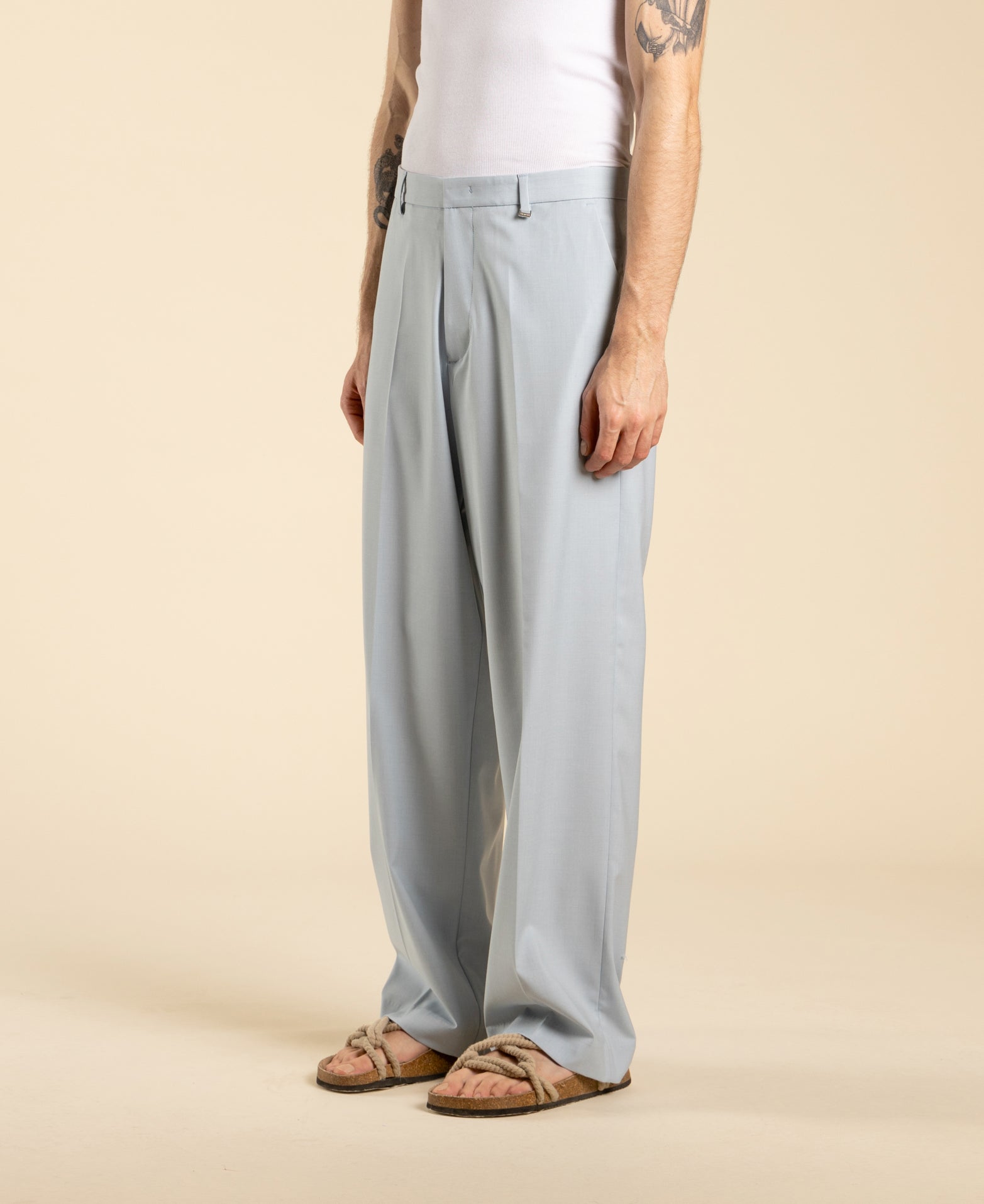 Wide Leg Trousers - Powder