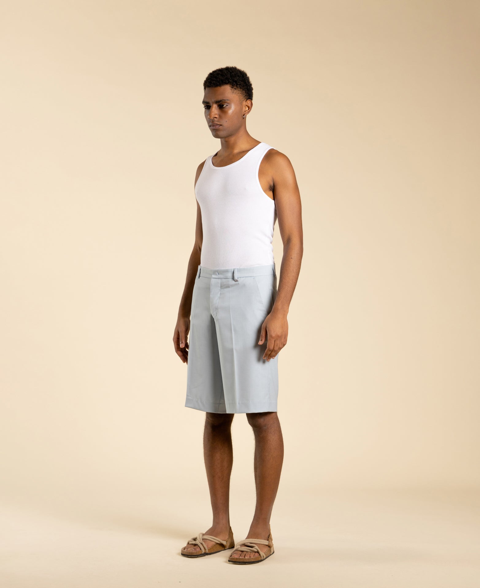 Bermuda shorts with American pocket - Powder