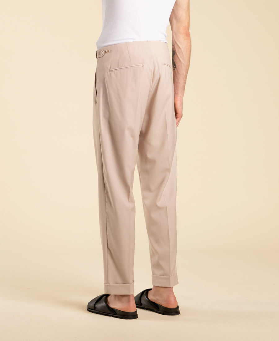 Pantalone regular fit doppia pinces - Cipria