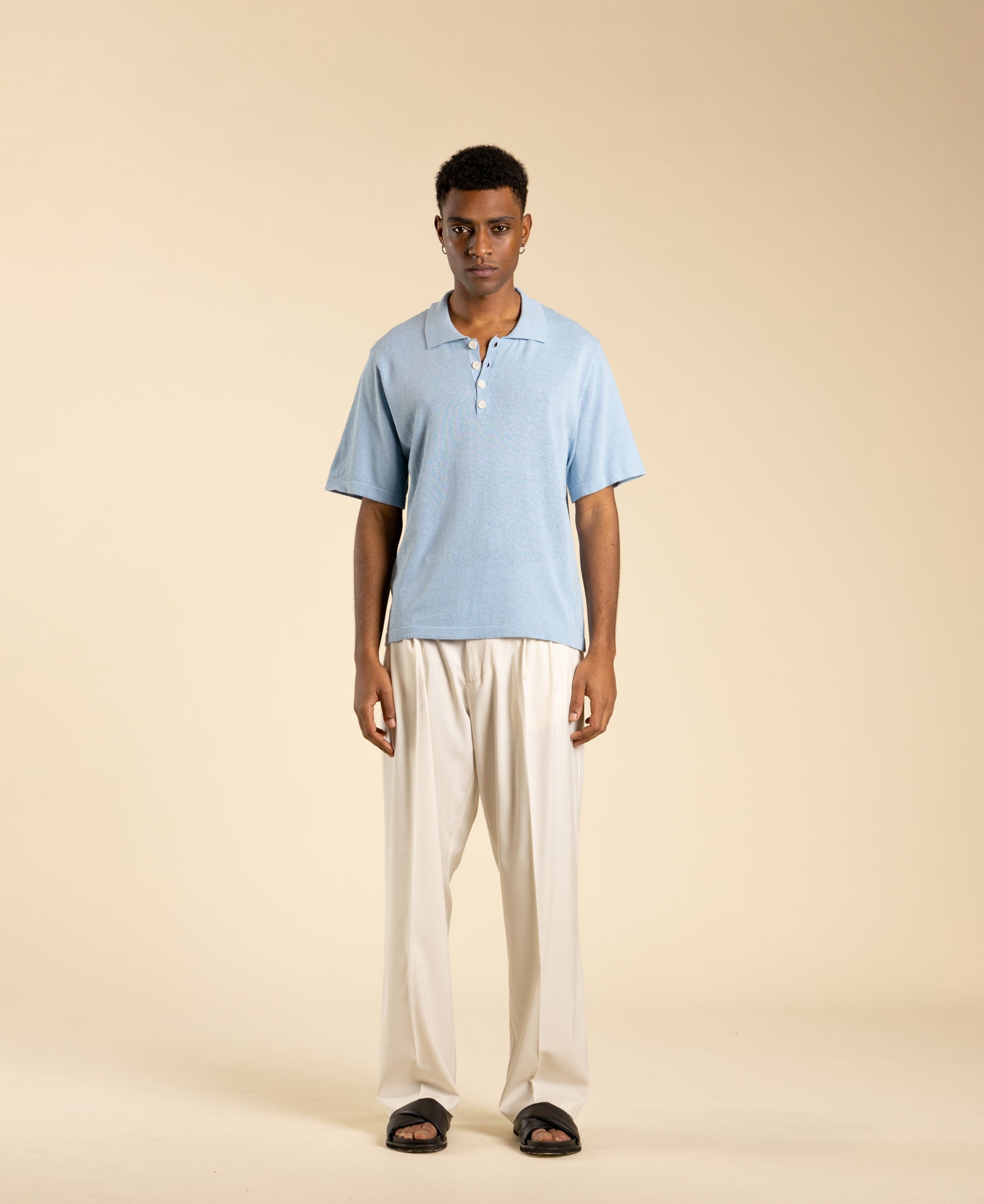 Short-sleeved polo shirt - Light blue