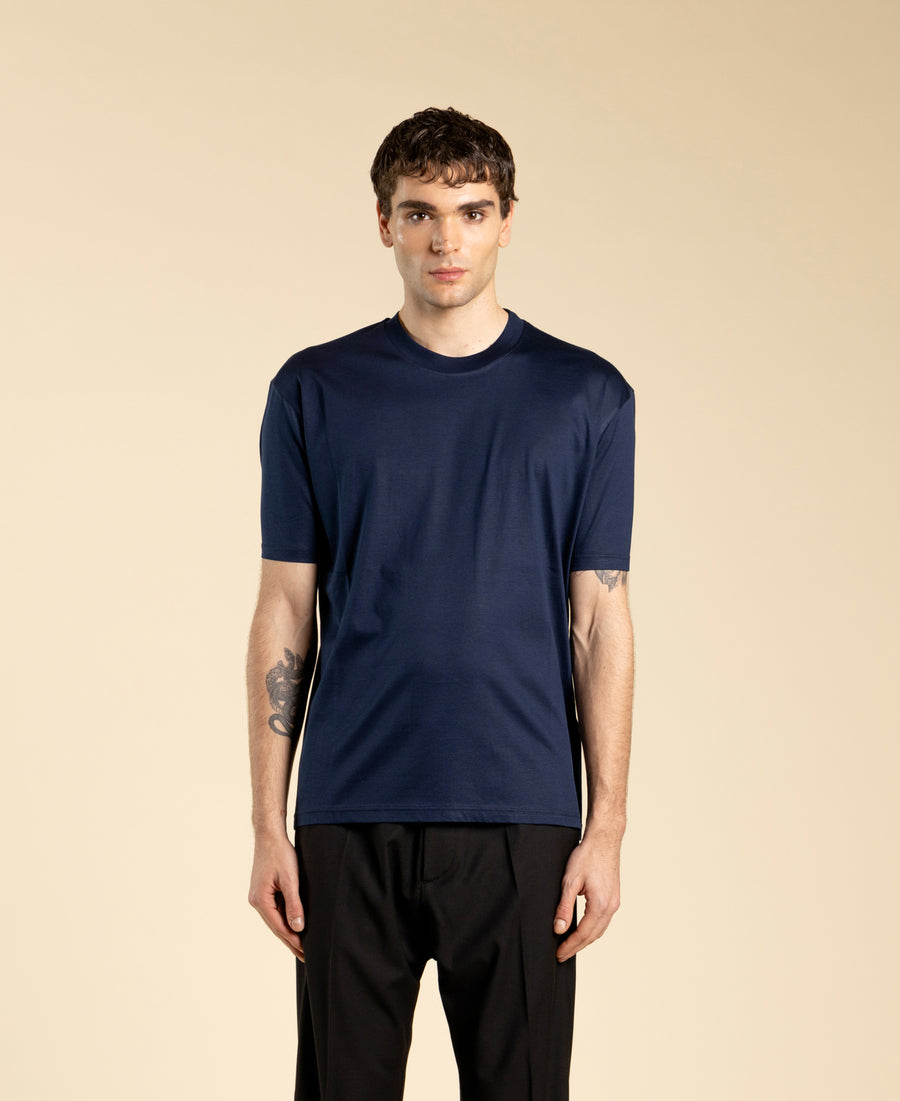 T-shirt in cotone modal mercerizzato - Blu