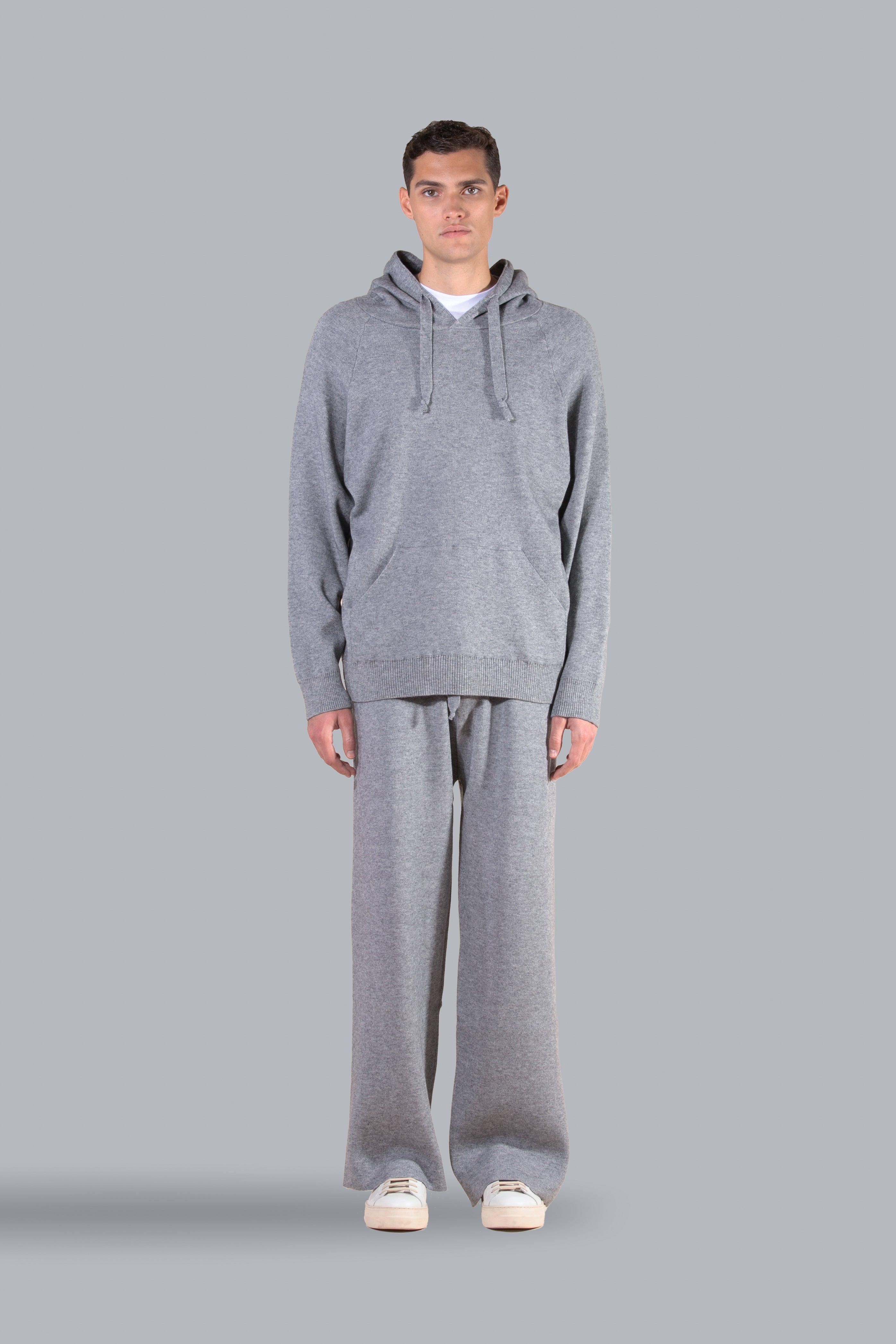 Maglia con cappuccio in filato di viscosa - Grigio