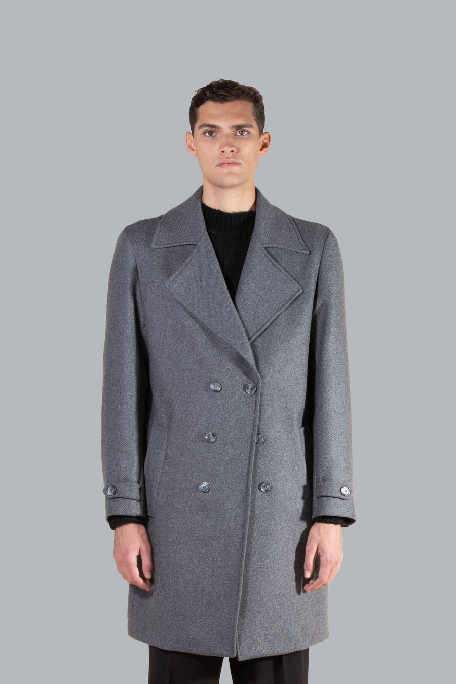 Cappotto in lana doppiopetto - Grigio