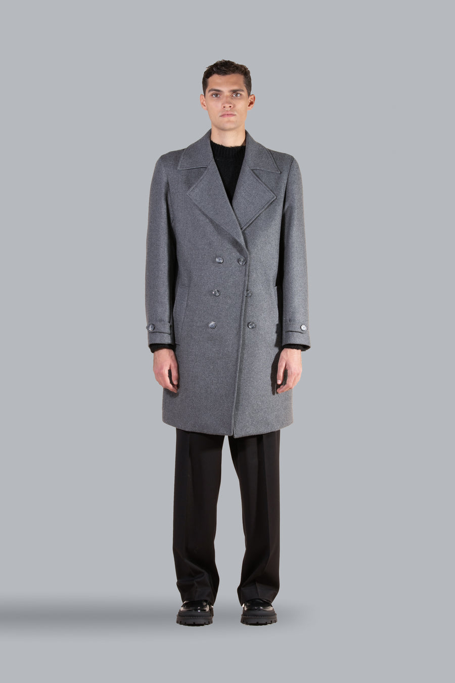 Cappotto in lana doppiopetto - Grigio