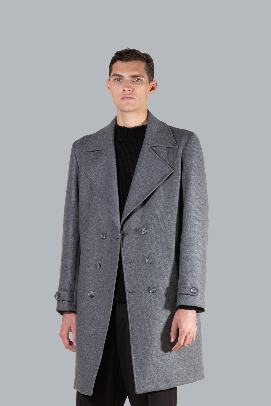 Cappotto in lana doppiopetto - Grigio