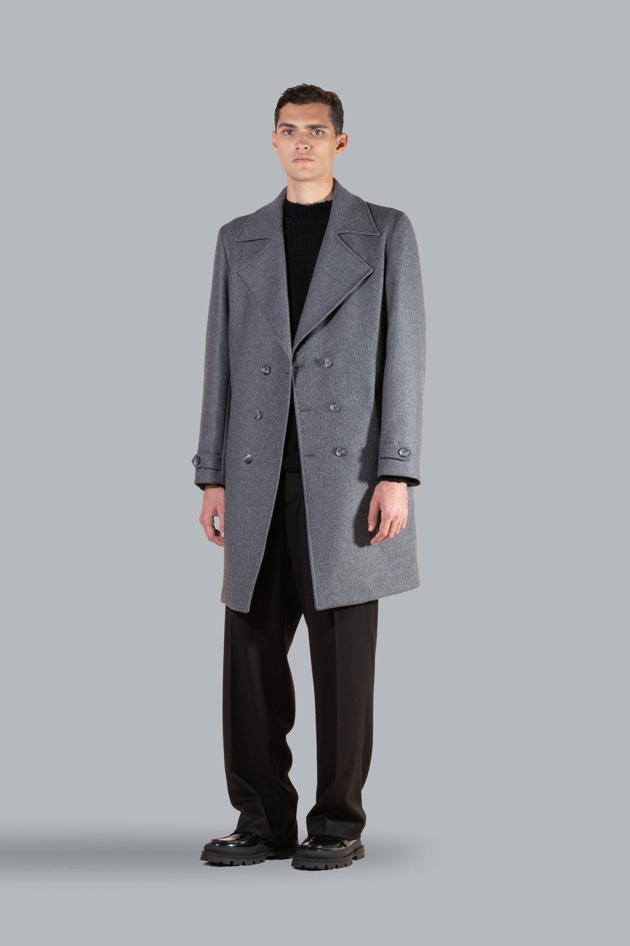 Cappotto in lana doppiopetto - Grigio