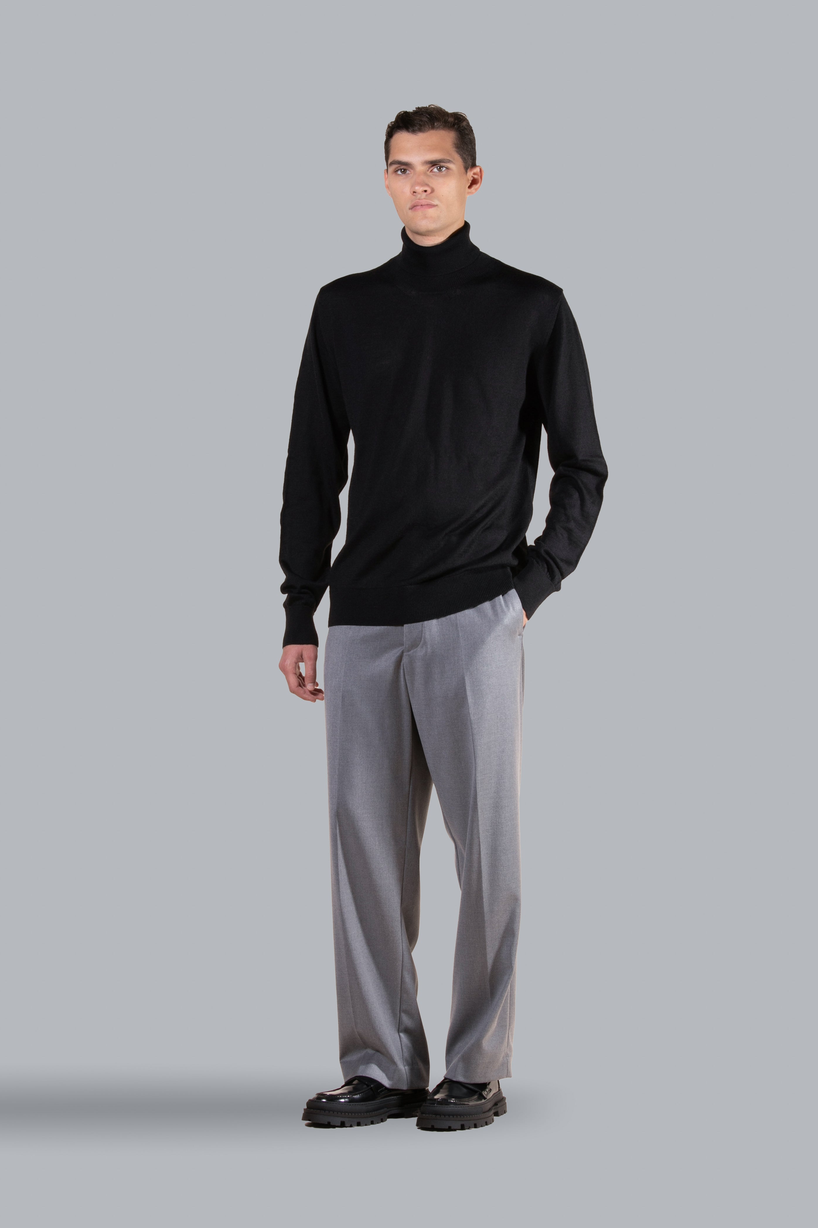 Leather Loafers with Strap - Black