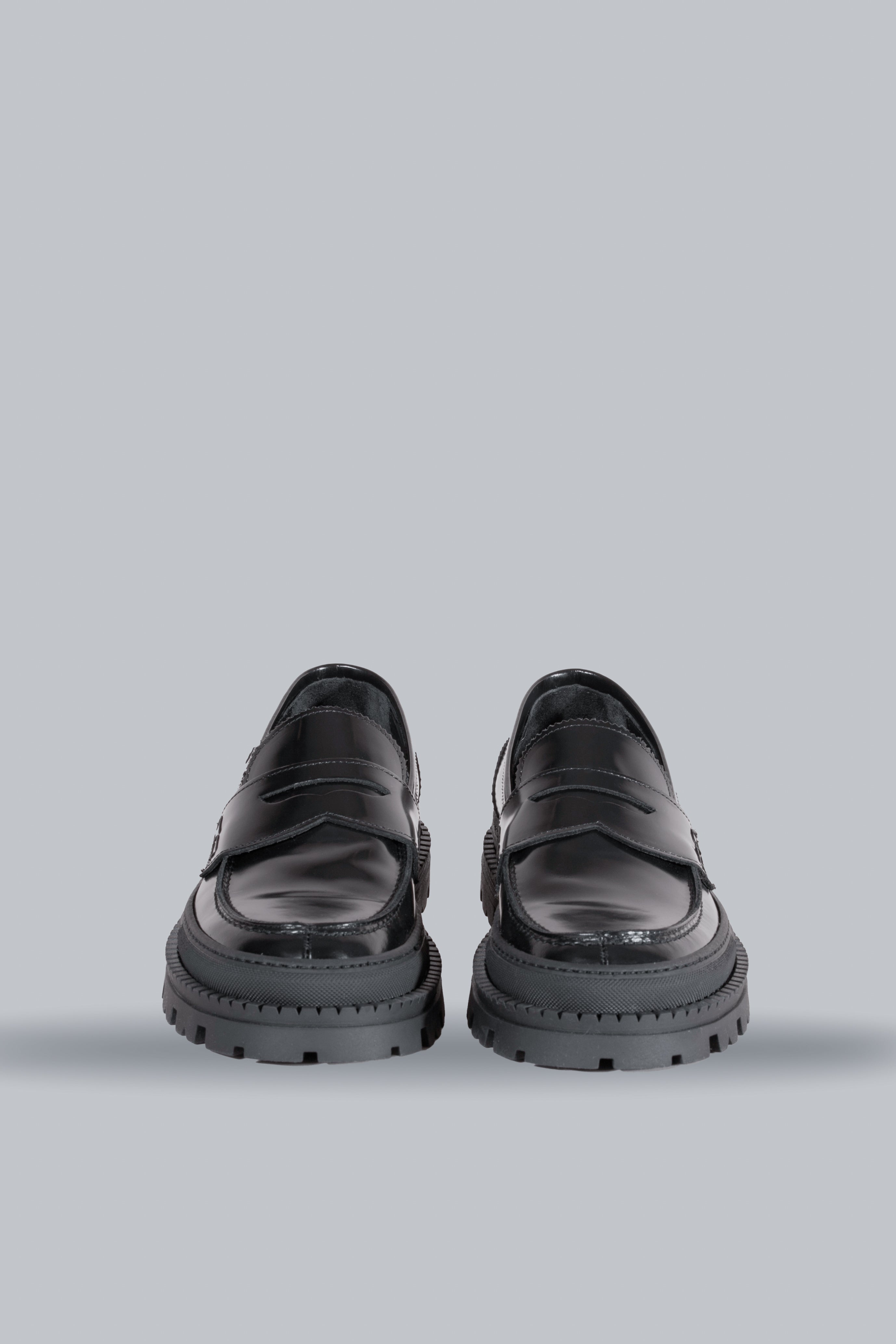 Leather Loafers with Strap - Black