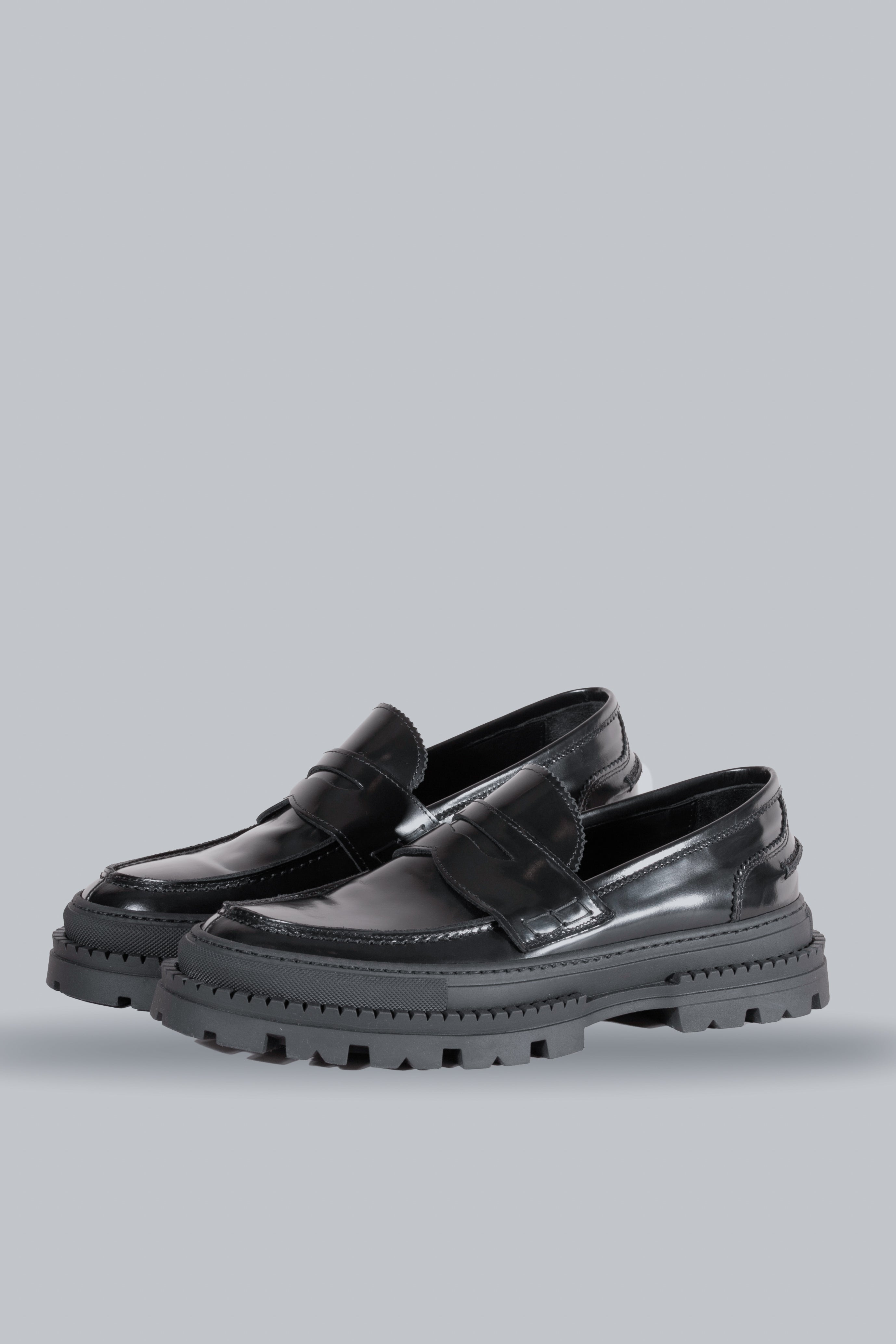 Leather Loafers with Strap - Black