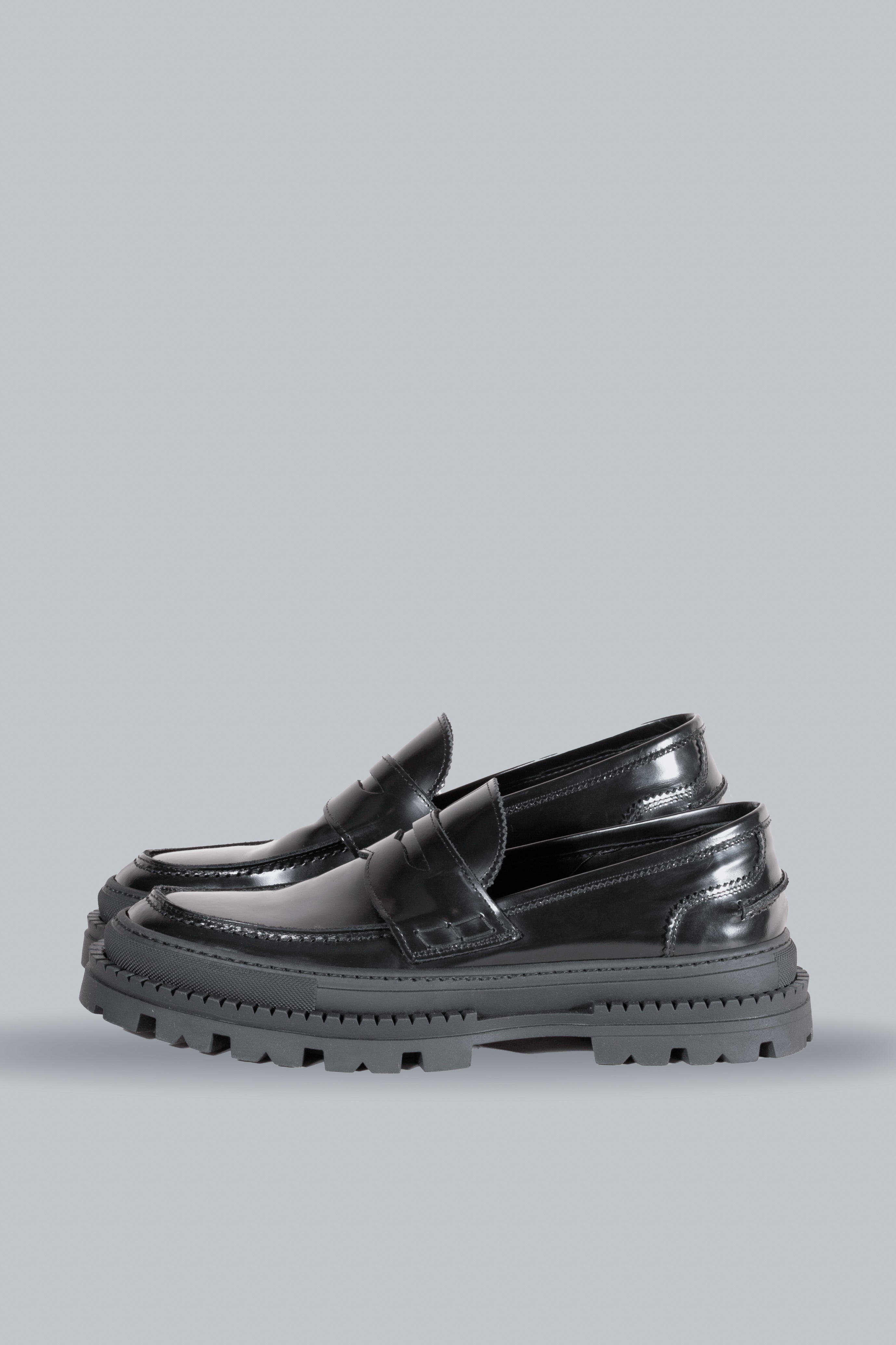 Leather Loafers with Strap - Black