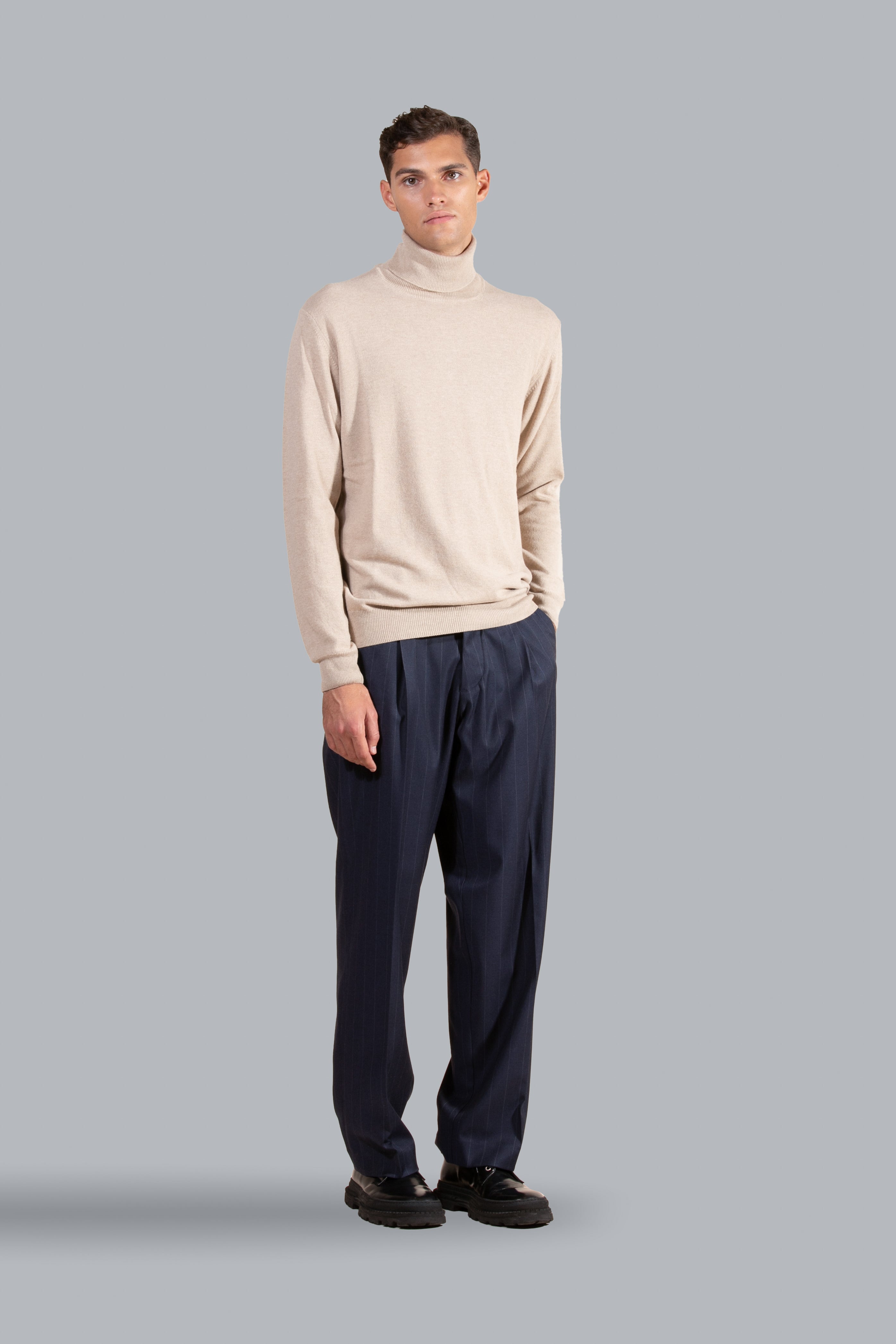 Cashmere Blend Turtleneck Sweater - Beige