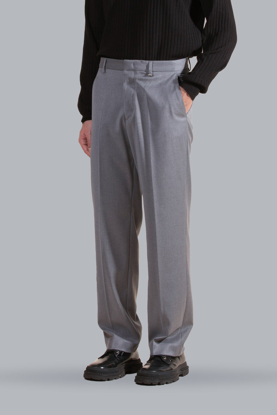 Pantalone in viscosa gamba dritta - Grigio