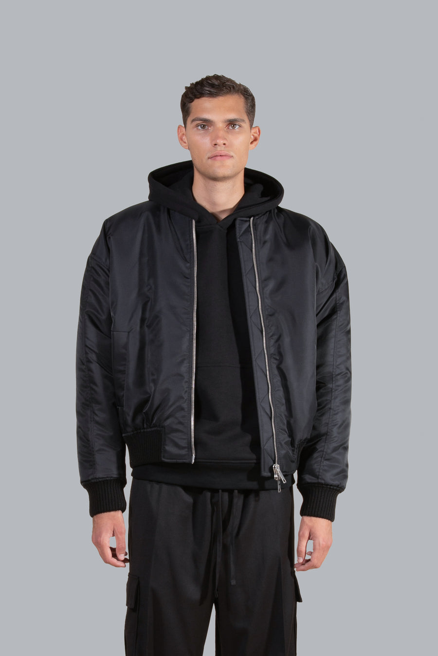 Bomber oversize in re-nylon - Nero