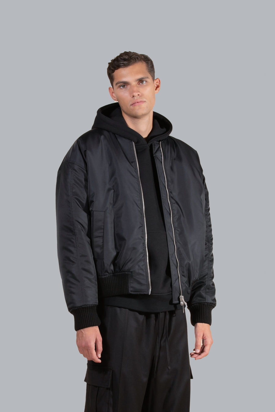 Bomber oversize in re-nylon - Nero