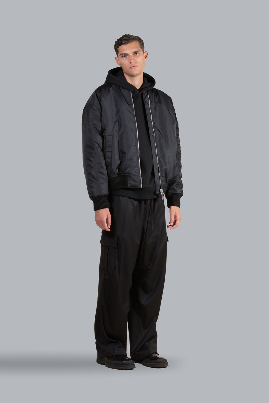 Bomber oversize in re-nylon - Nero