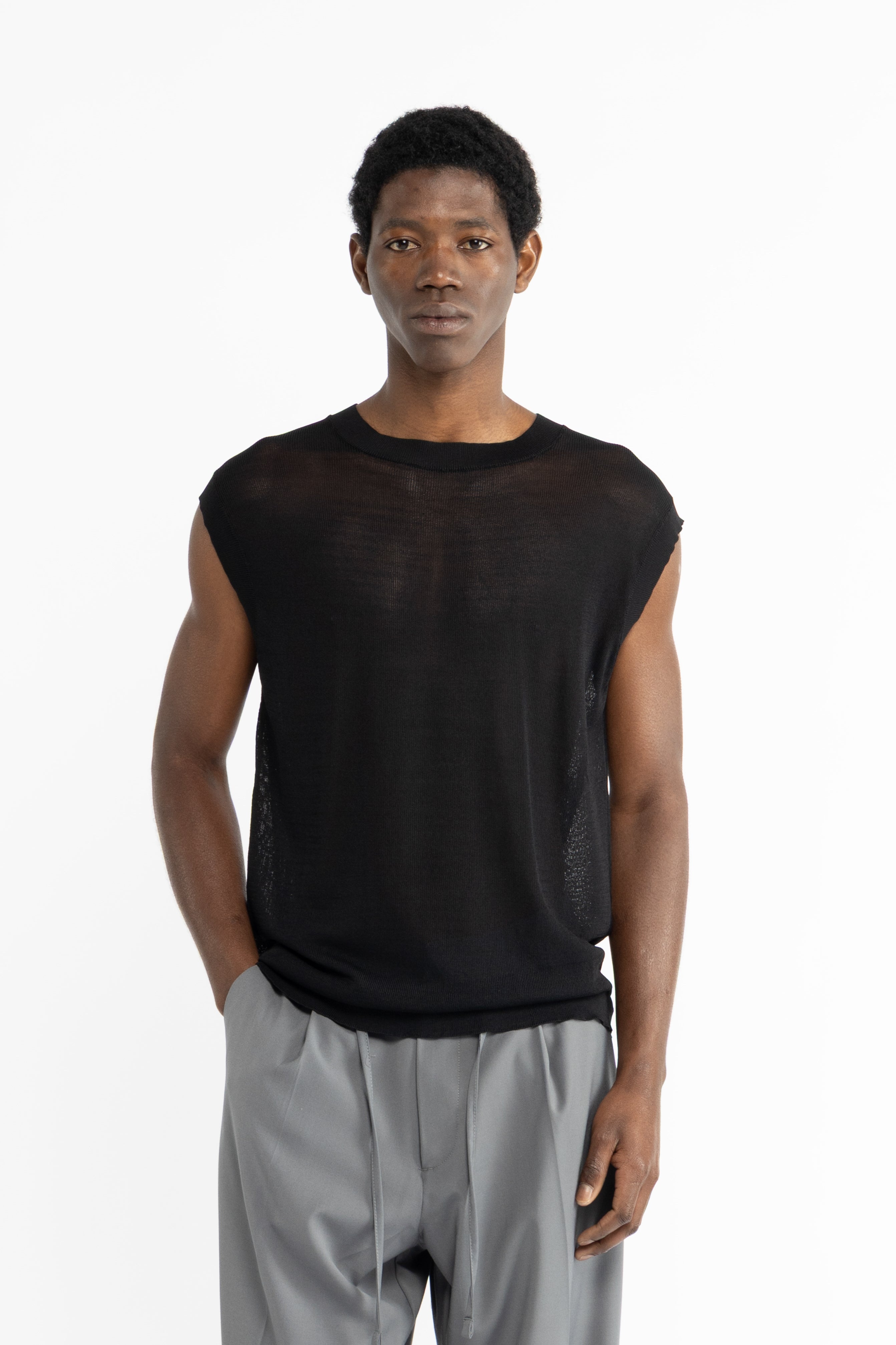 Smanicato in maglia - Nero