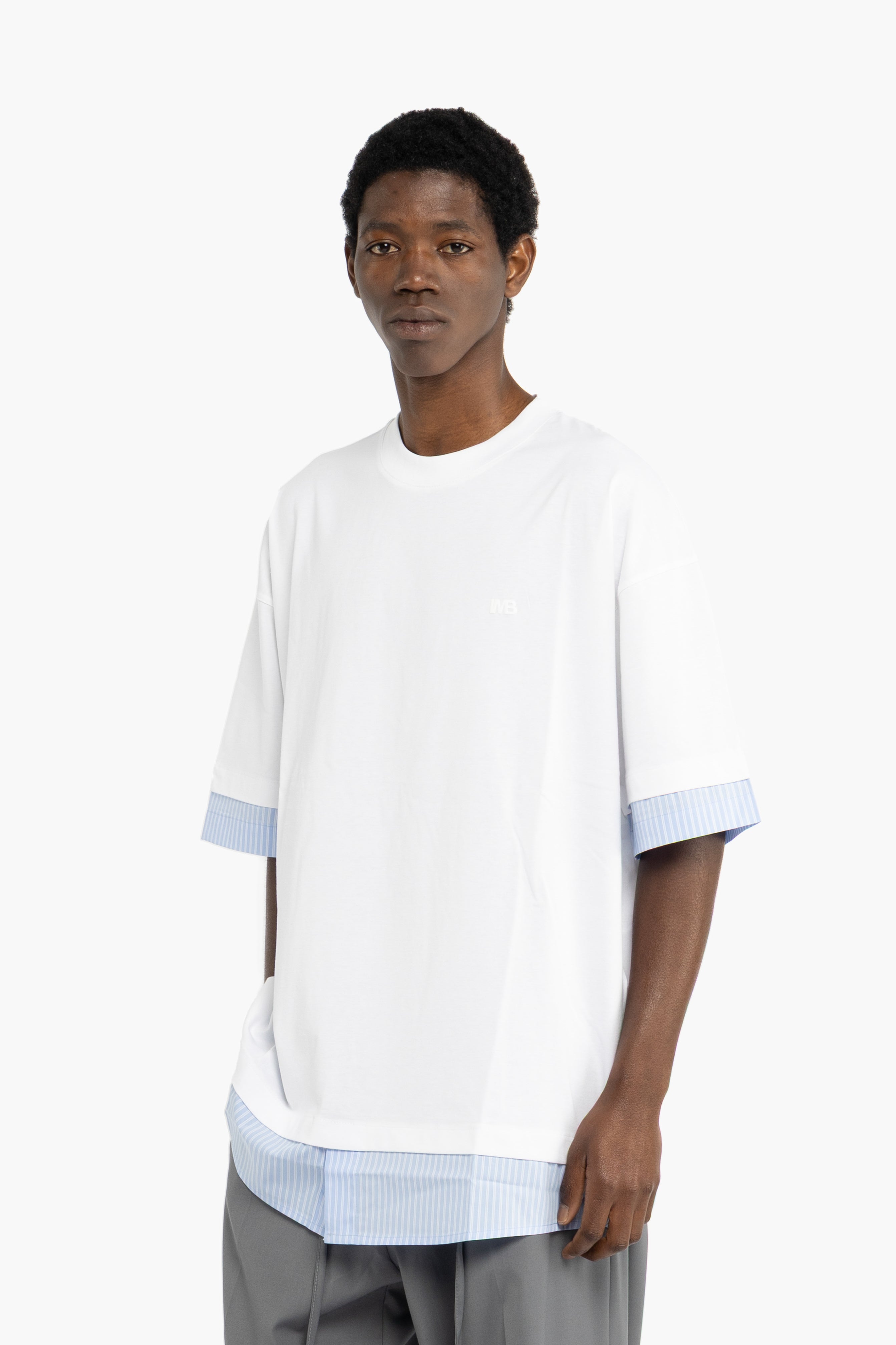 T-shirt oversize in cotone a contrasto - Bianco