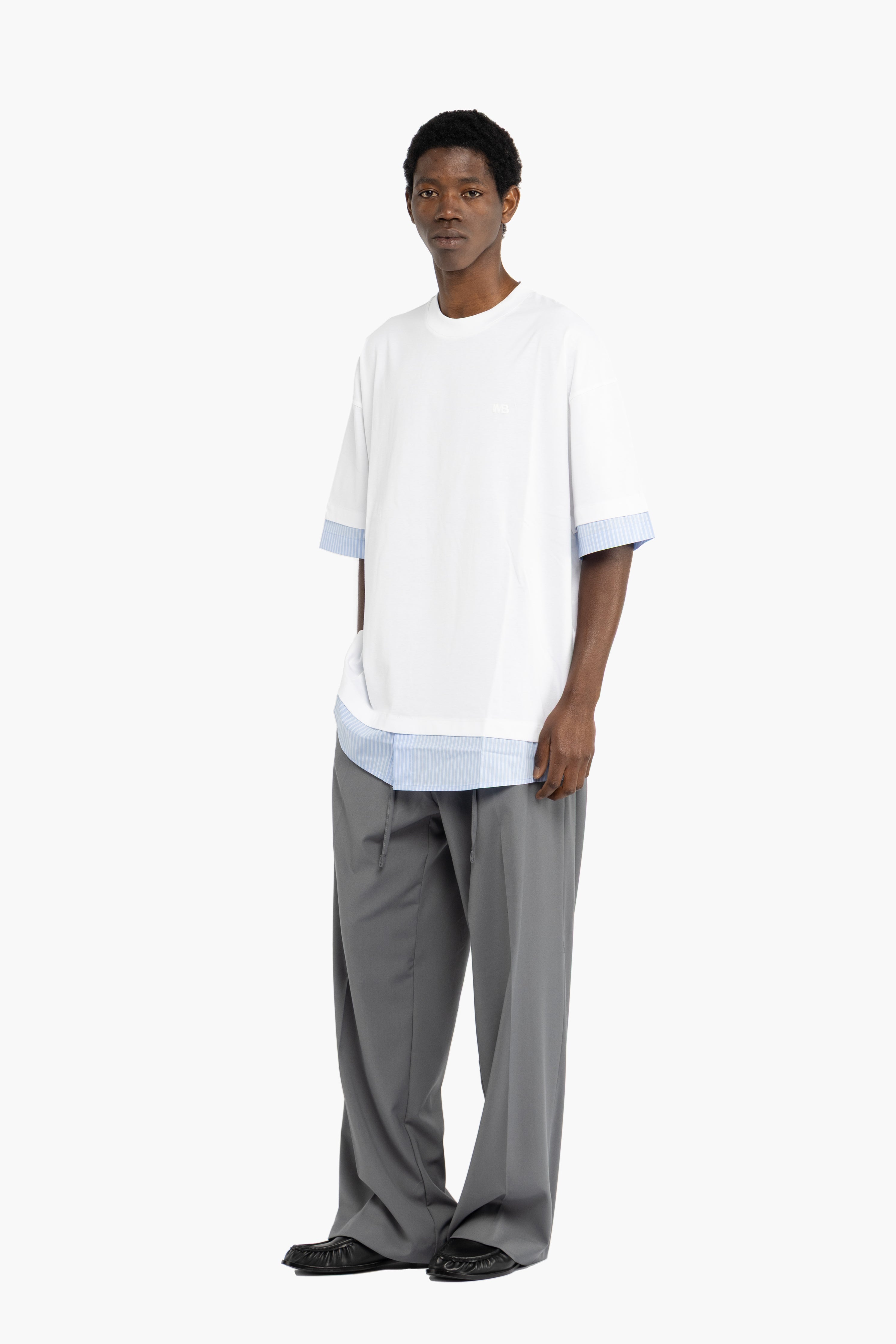 T-shirt oversize in cotone a contrasto - Bianco