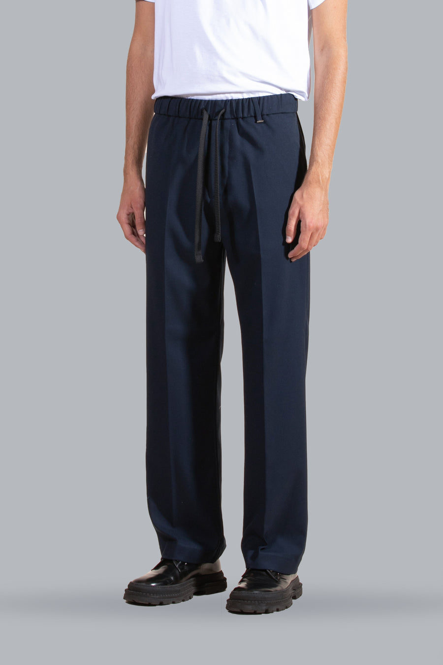 Pantalone con laccio fondo ampio - Blu