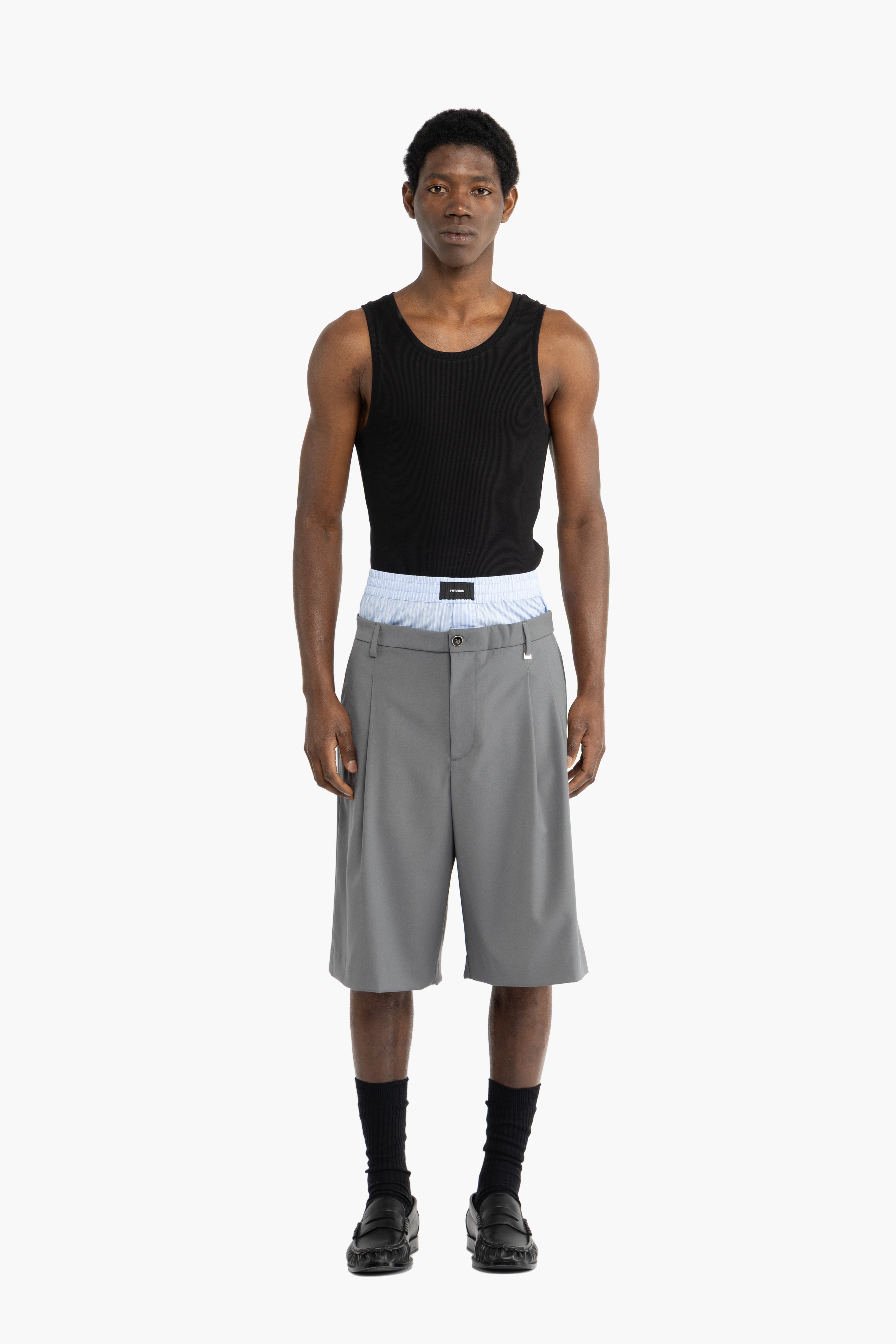 Bermuda oversize con elastico in cotone - Grigio
