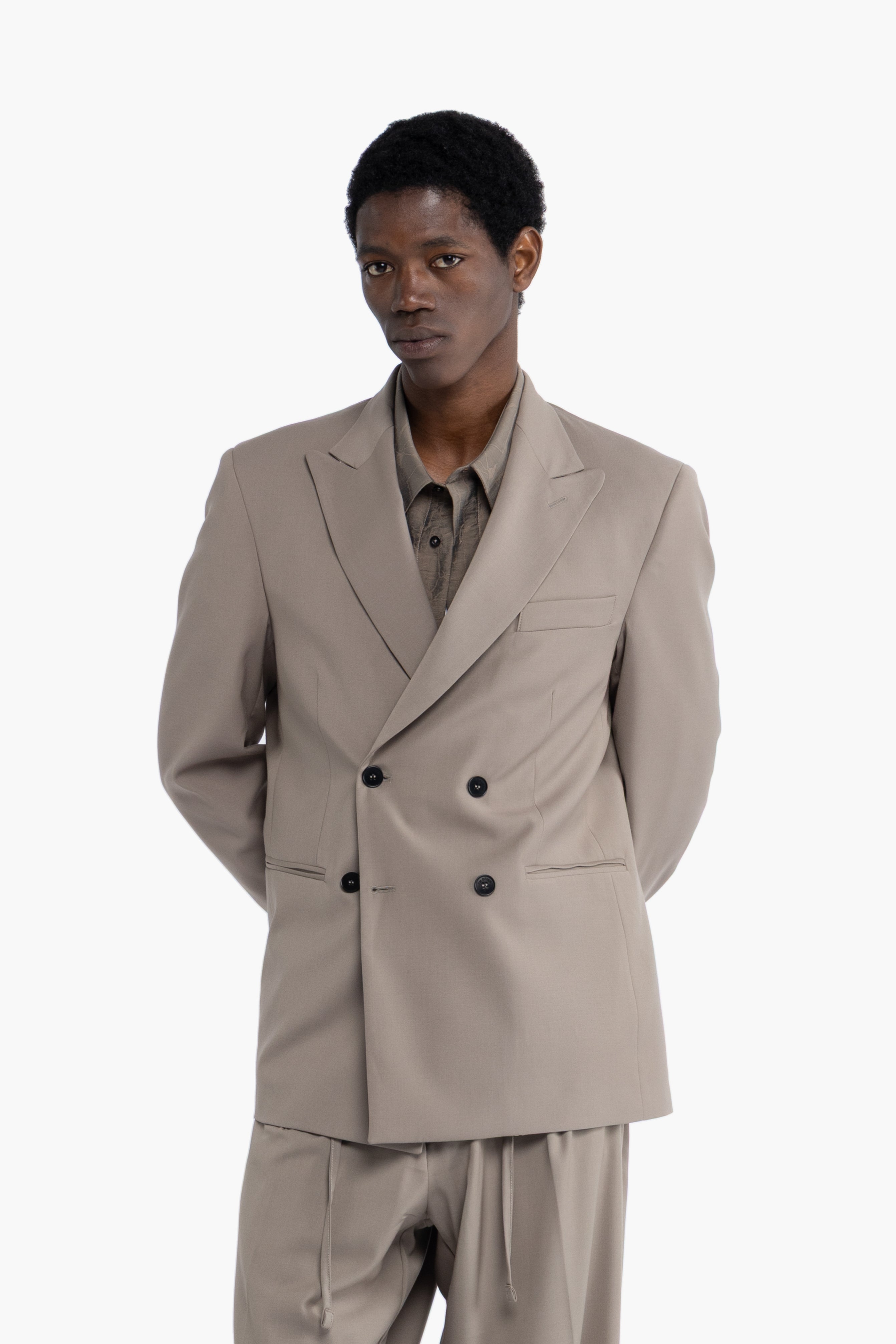 Giacca da abito doppiopetto - Taupe