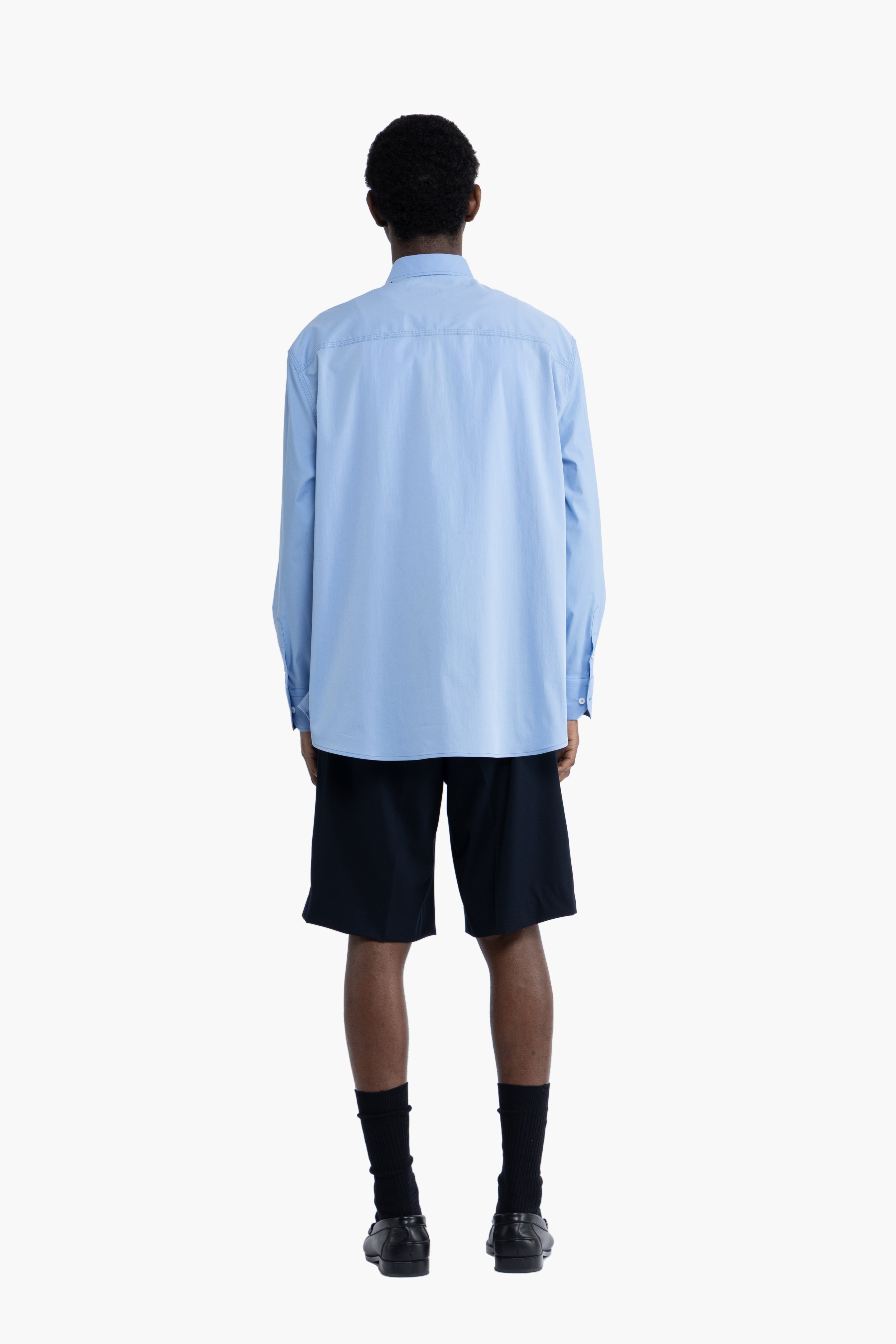 Camicia oversize in cotone - Celeste