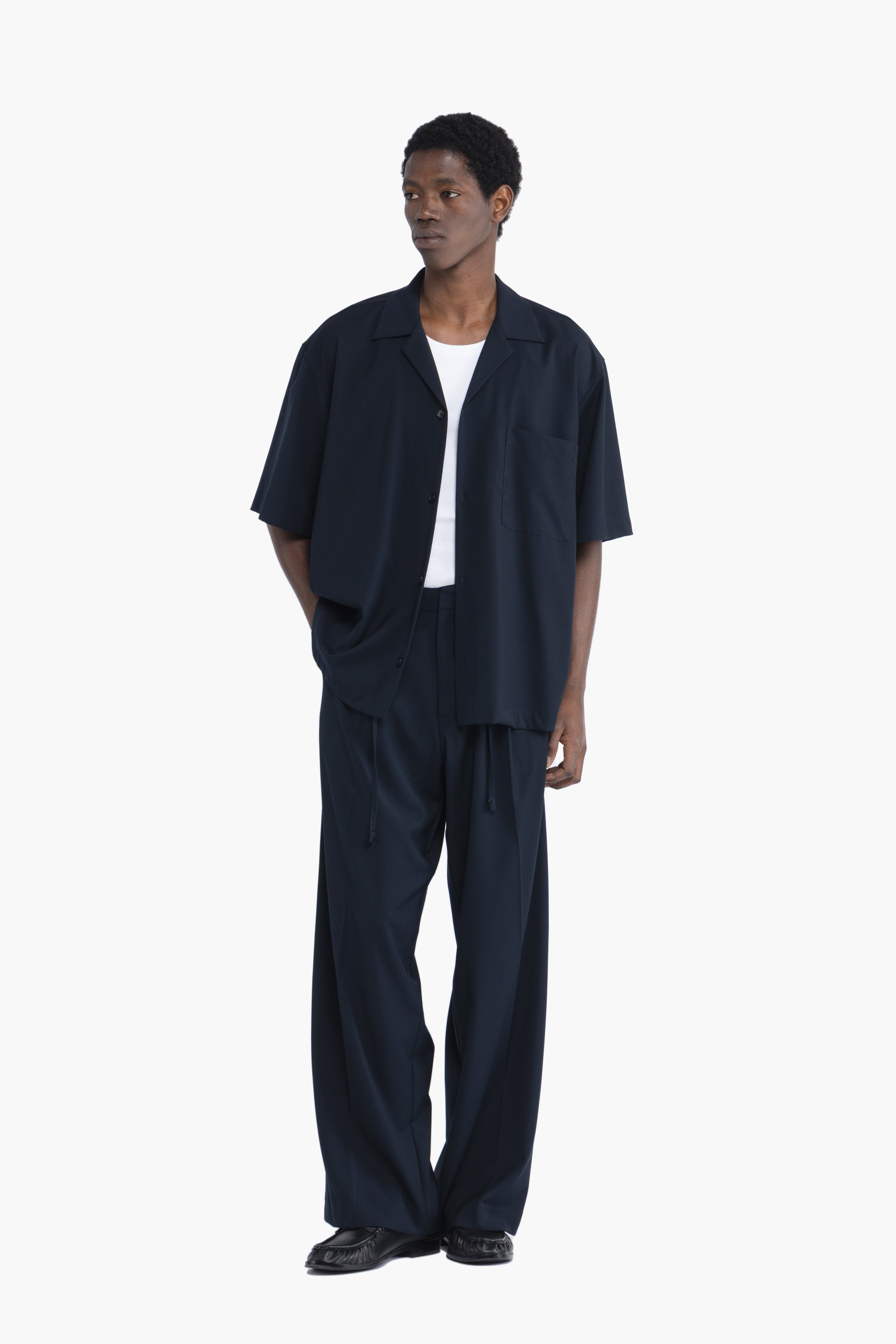 Pantalone con coulisse fondo molto ampio - Blu