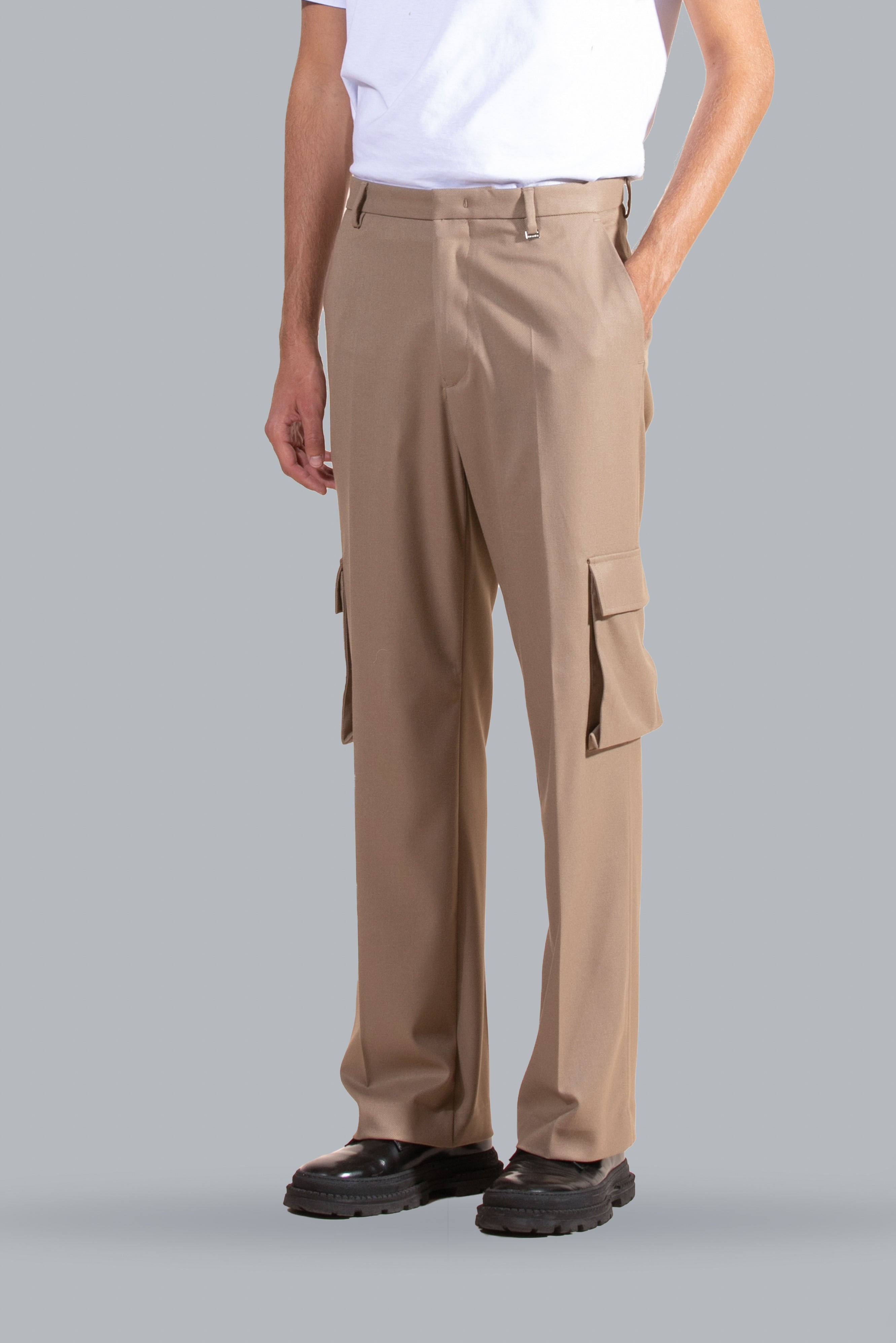 Pantalone cargo fondo ampio - Beige