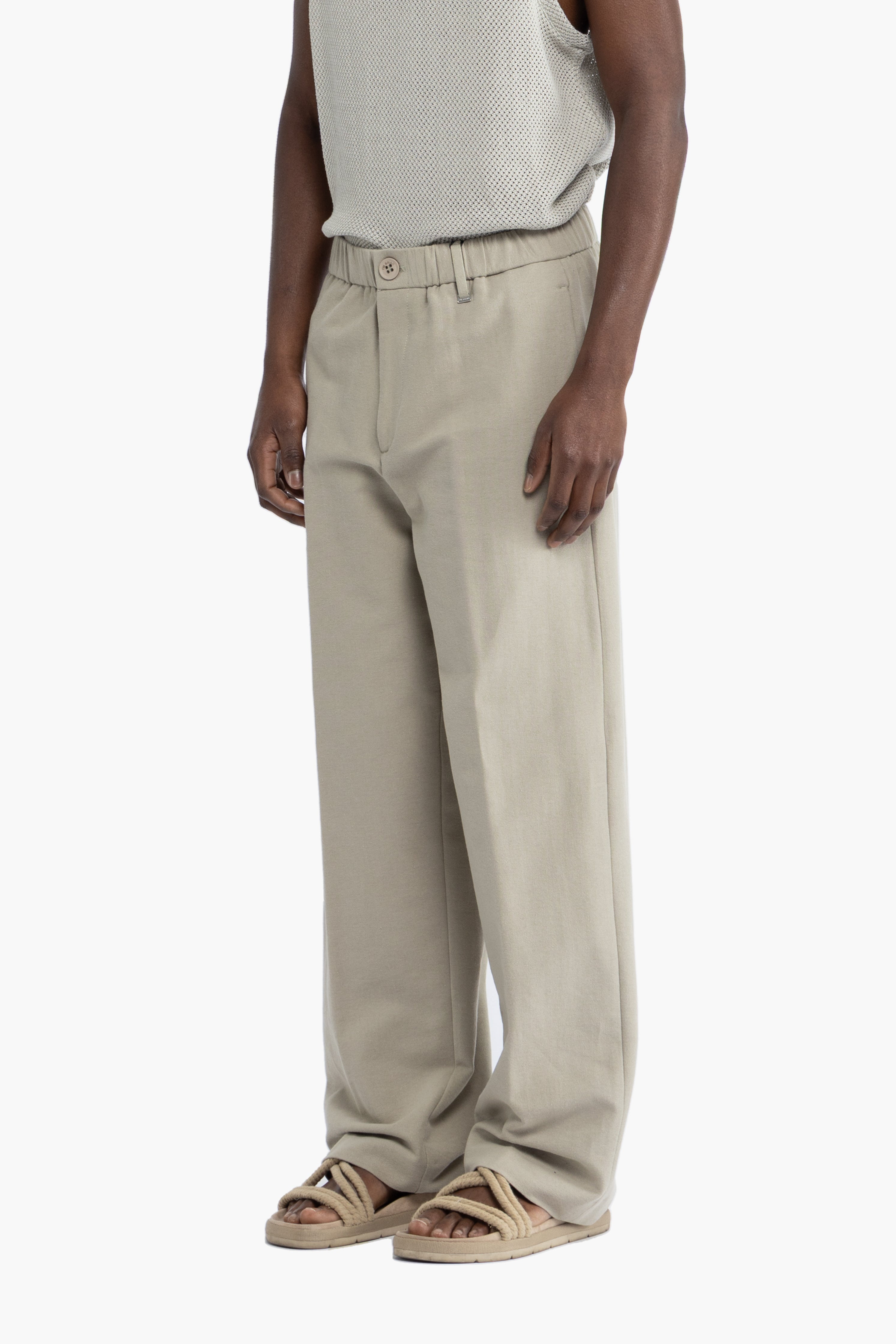 Pantalone in cotone lino gamba ampio - Verde