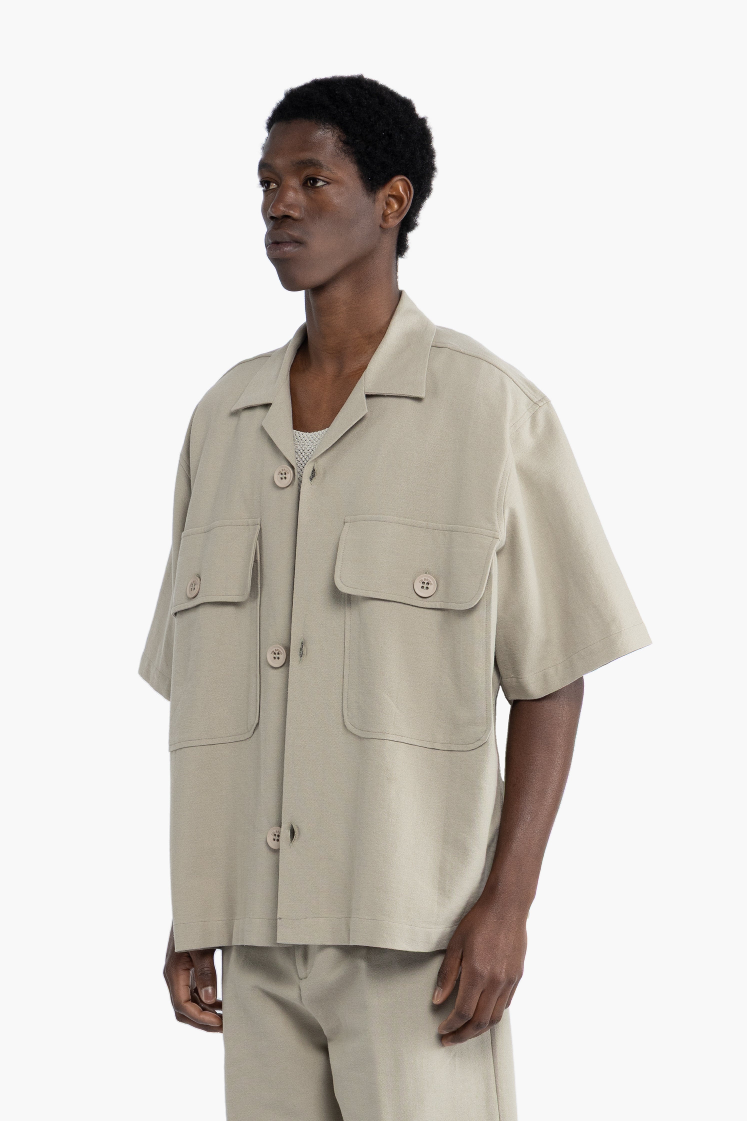 Camicia oversize in cotone lino - Verde