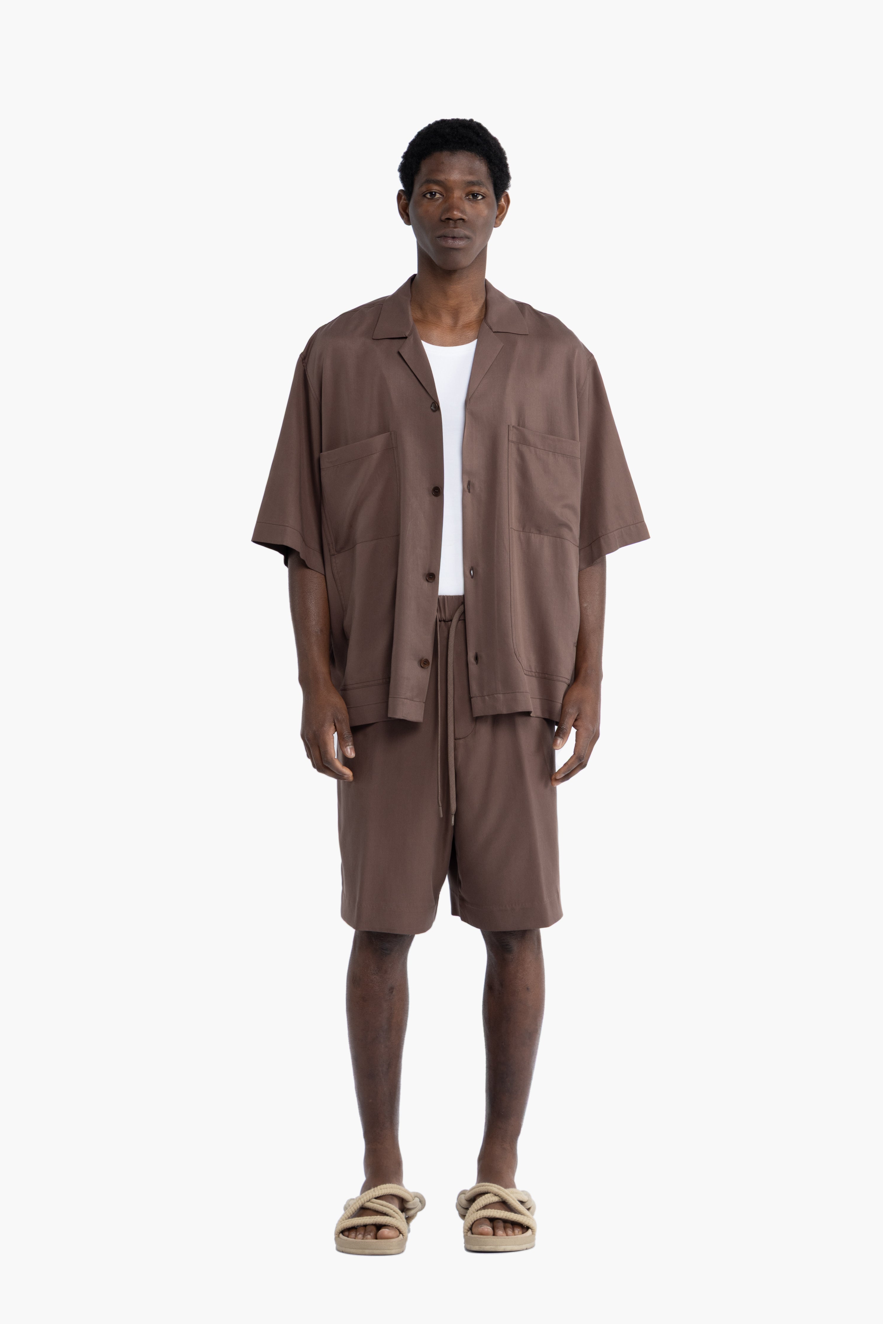 Bermuda con elastico in lyocell - Moro