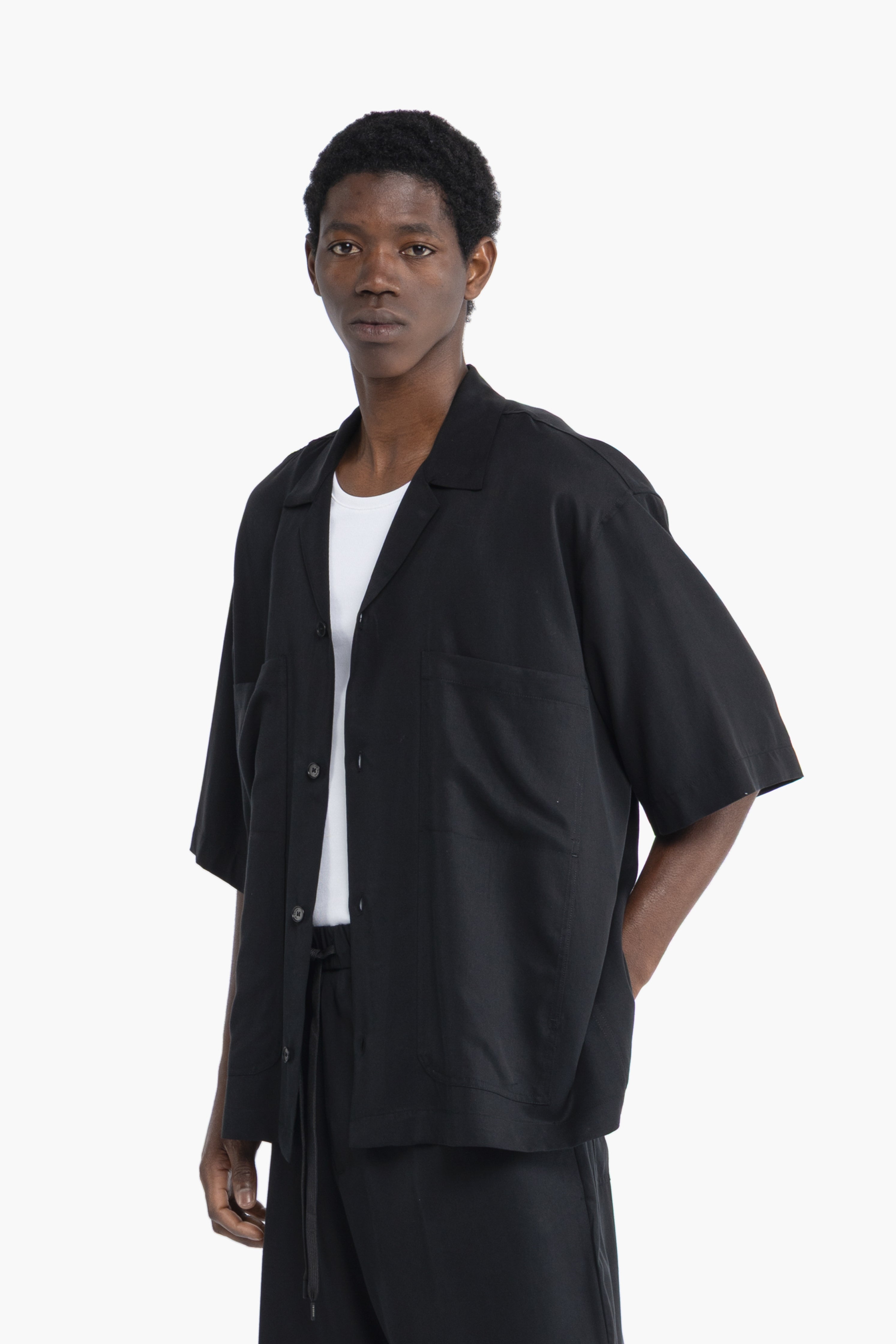 Camicia morbida in lyocell - Nero