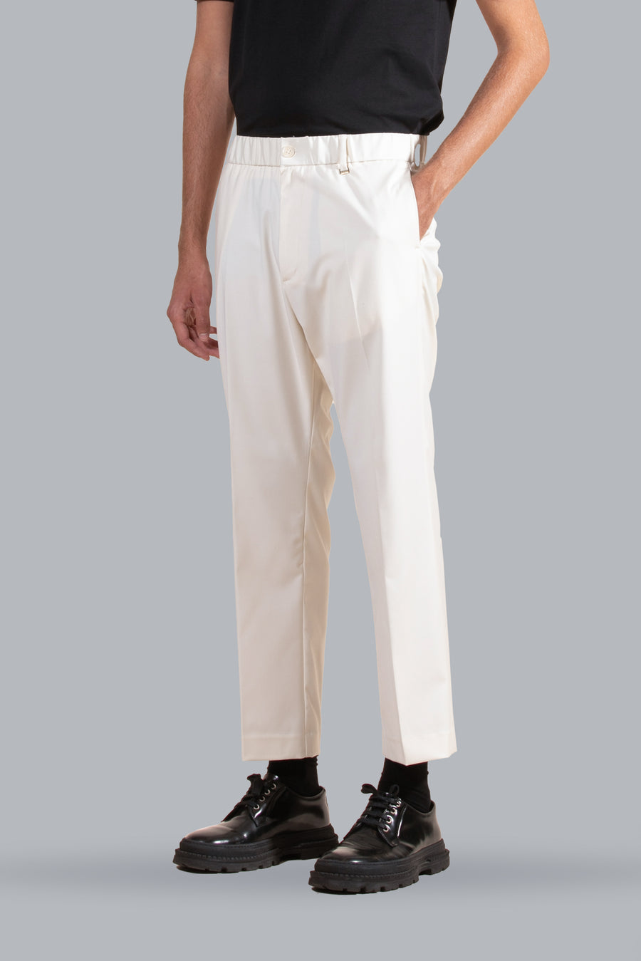 Pantalone con elastico regular fit - Panna