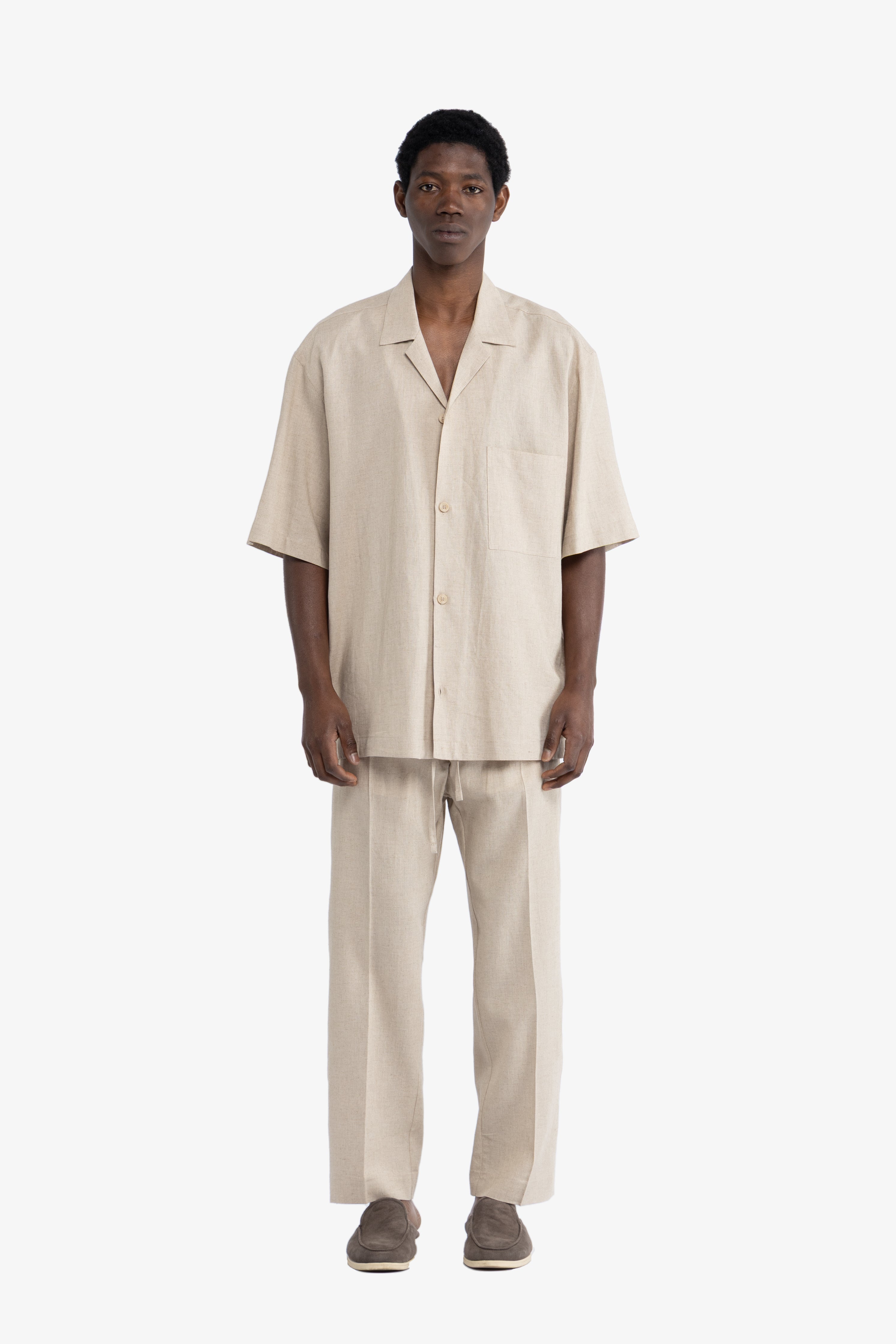 Pantalone con coulisse in lino - Beige