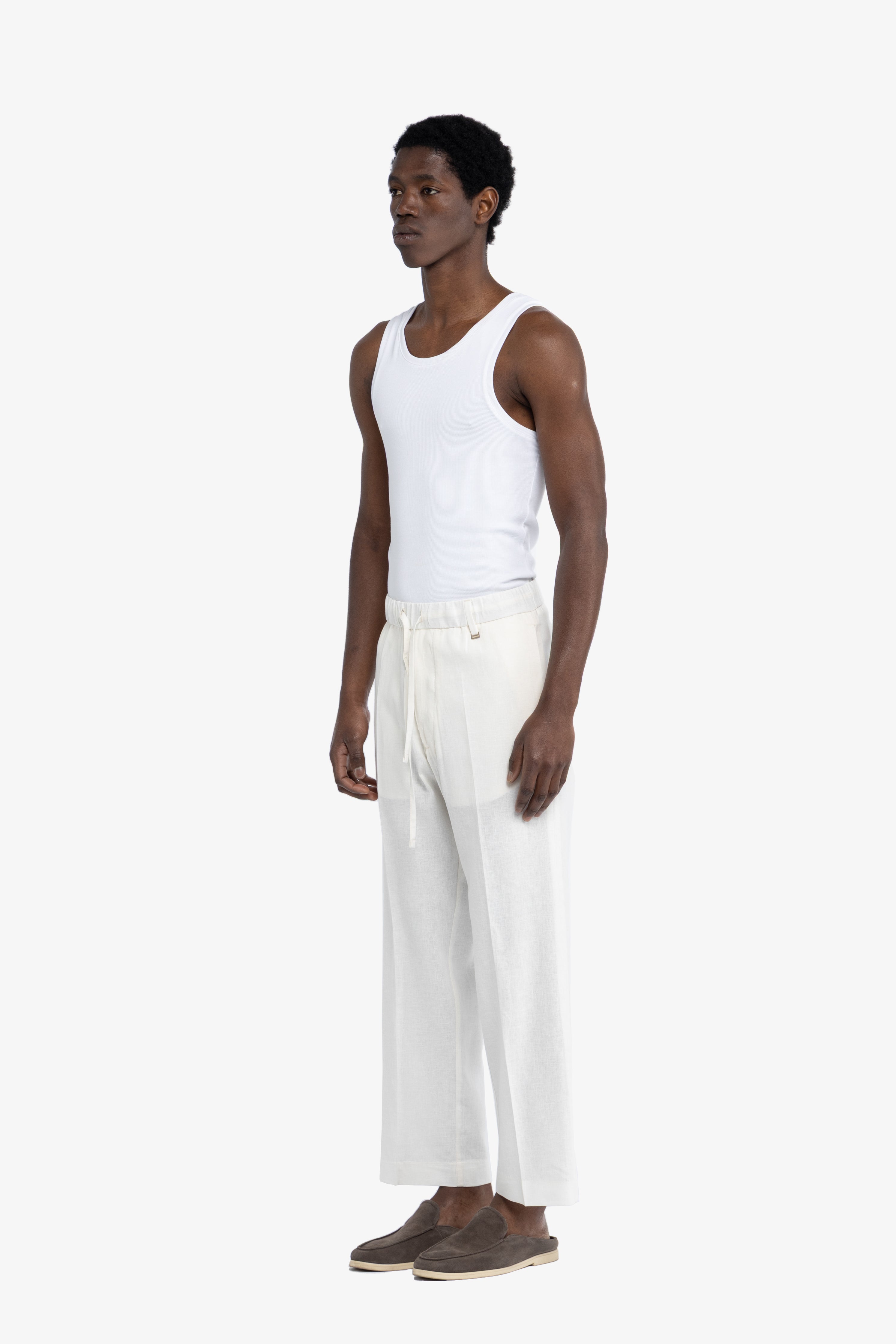 Pantalone con coulisse in lino - Bianco