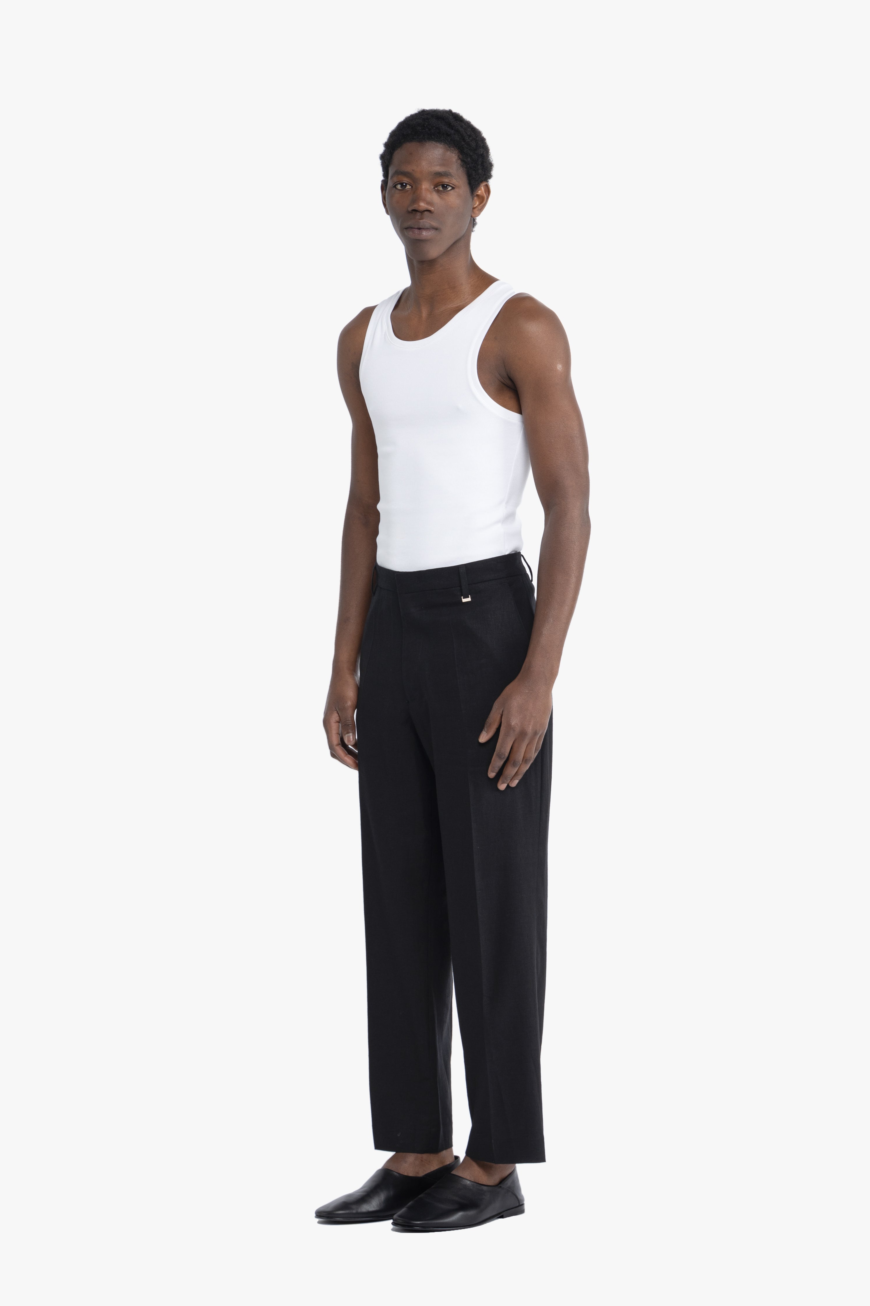 Pantalone tasca america in lino - Nero