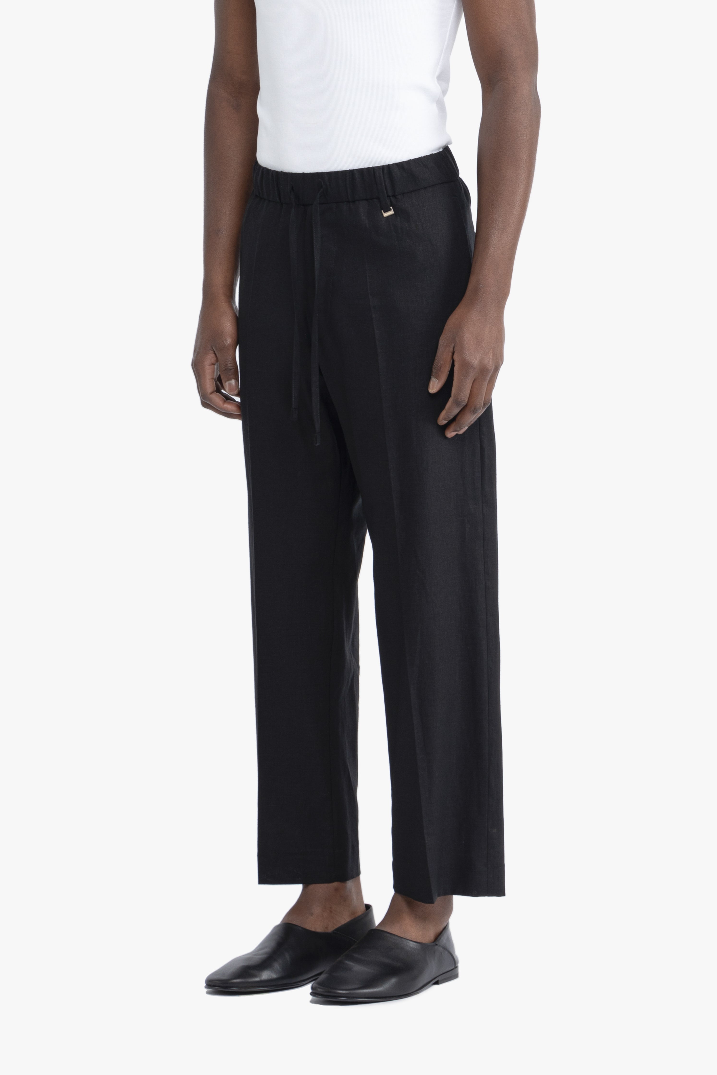 Pantalone con coulisse in lino - Nero