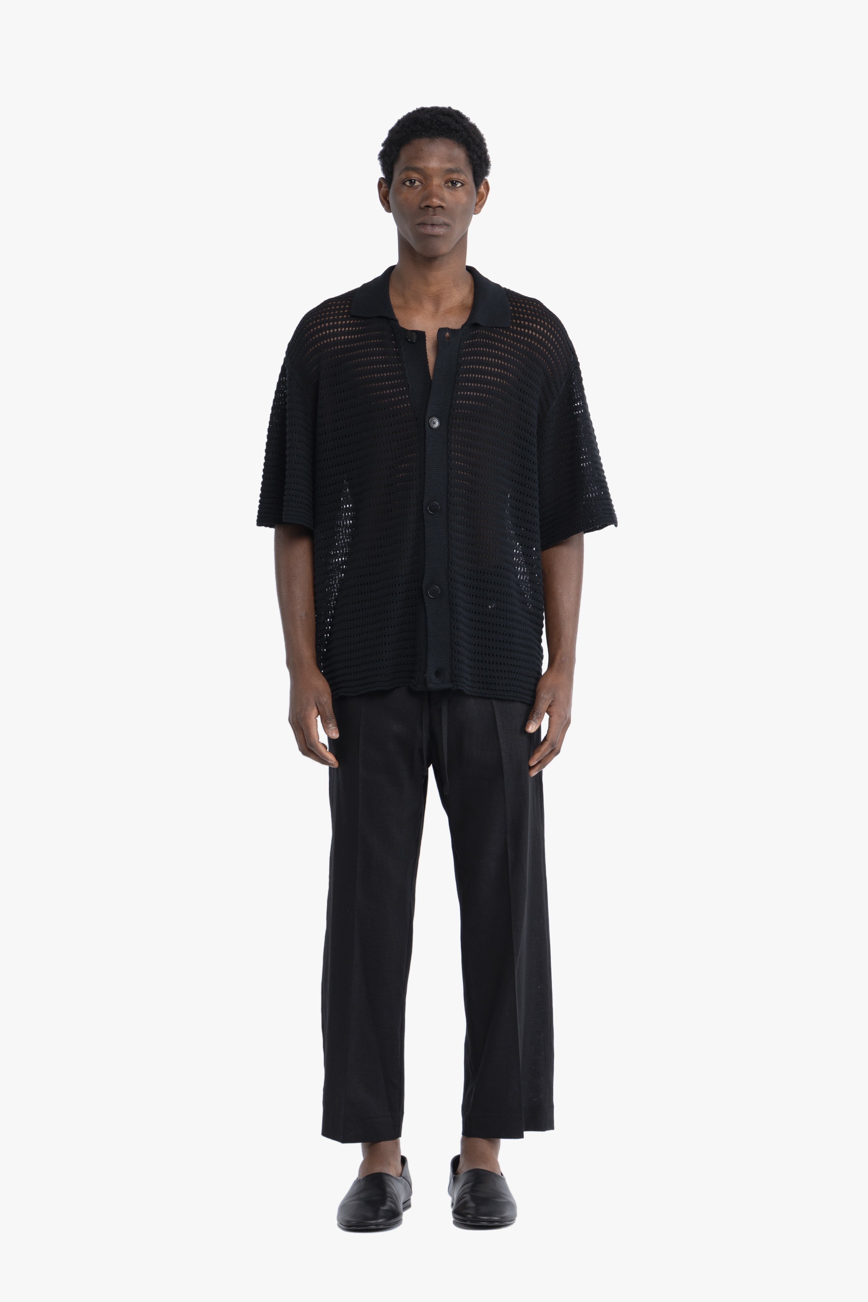Pantalone con coulisse in lino - Nero
