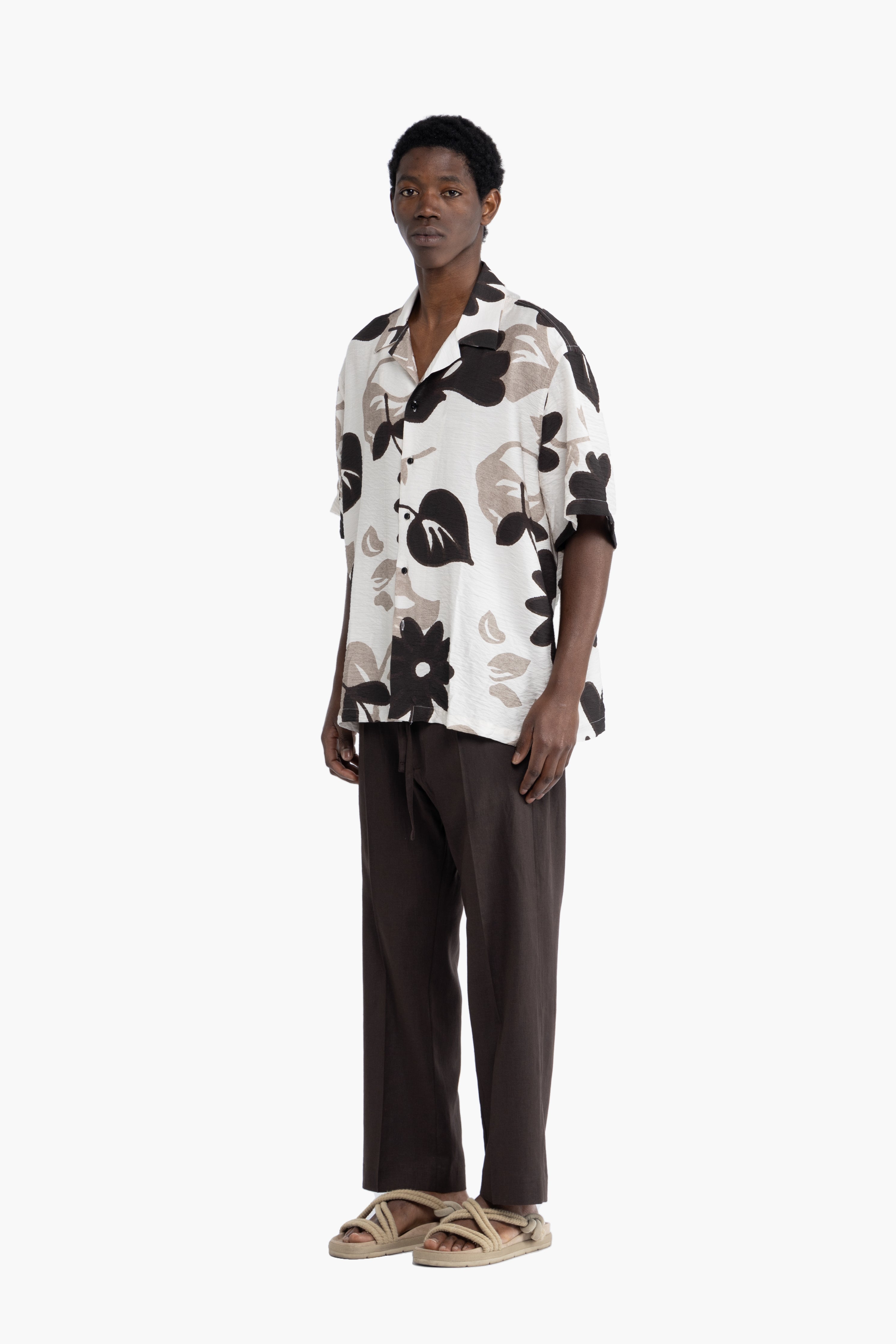 Pantalone con coulisse in lino - Moro