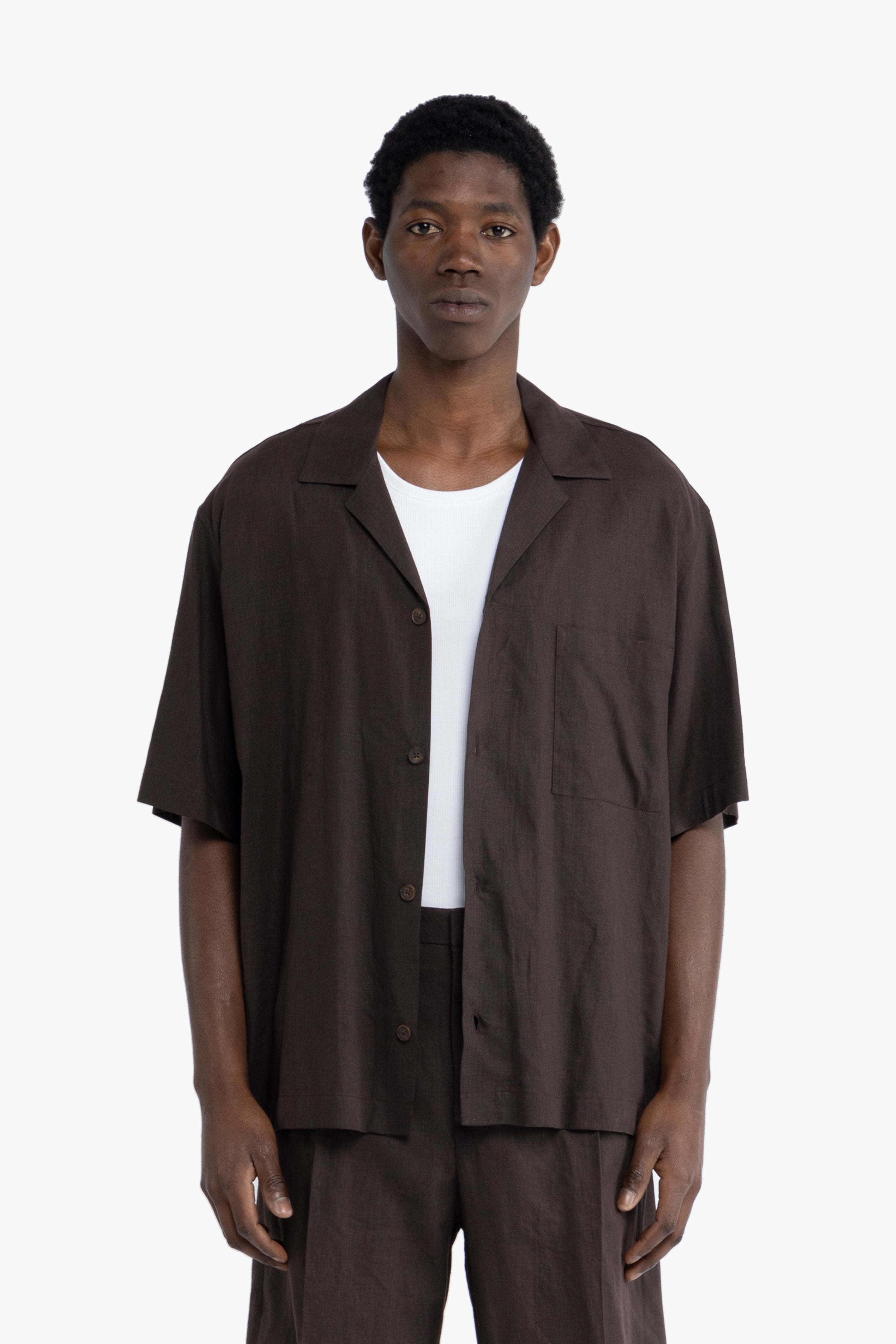 Camicia in 100% lino - Moro