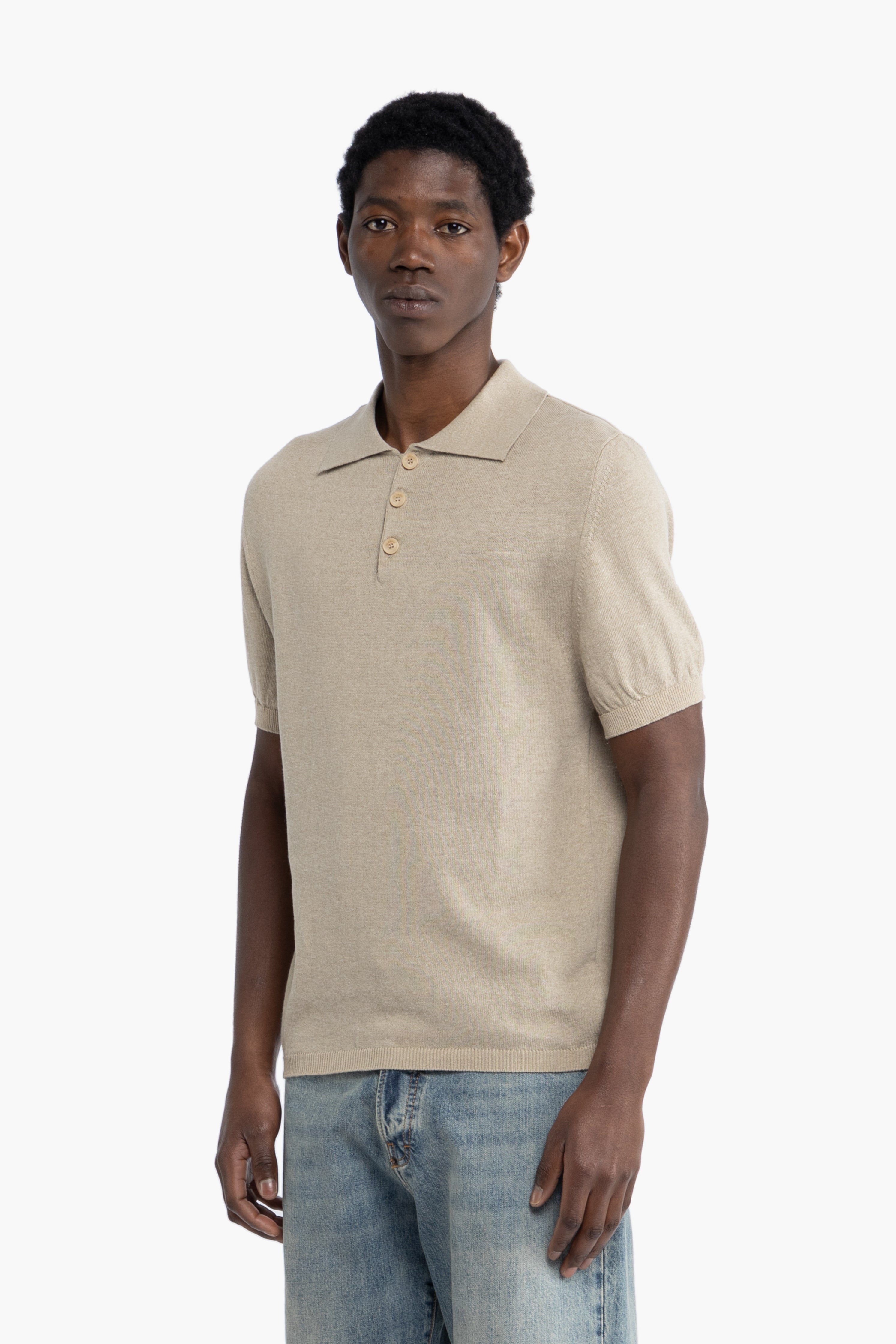 Polo in filo di cotone - Beige